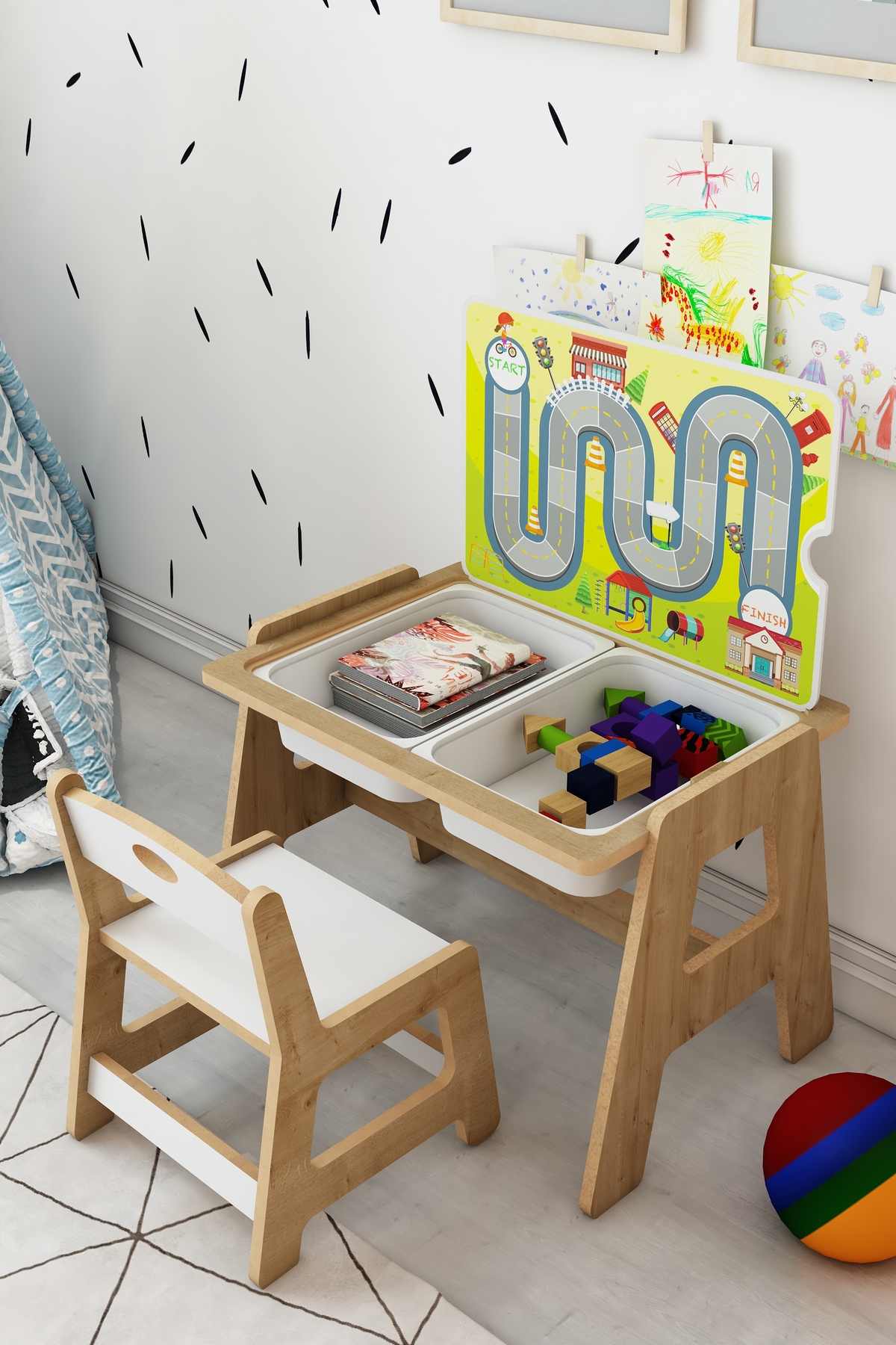 Jest Dekor Konsept Lesson Montessori Ahşap Aktivite Masa Sandalye Takımı fotoğrafı 3 (önizleme)
