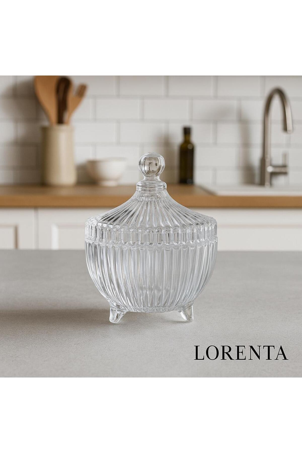 Crystal-Looking Glass Sugar Bowl - Crystal Patterned Turkish Delight Bowl and Serving Container - Glass Sugar Bowl with Lid