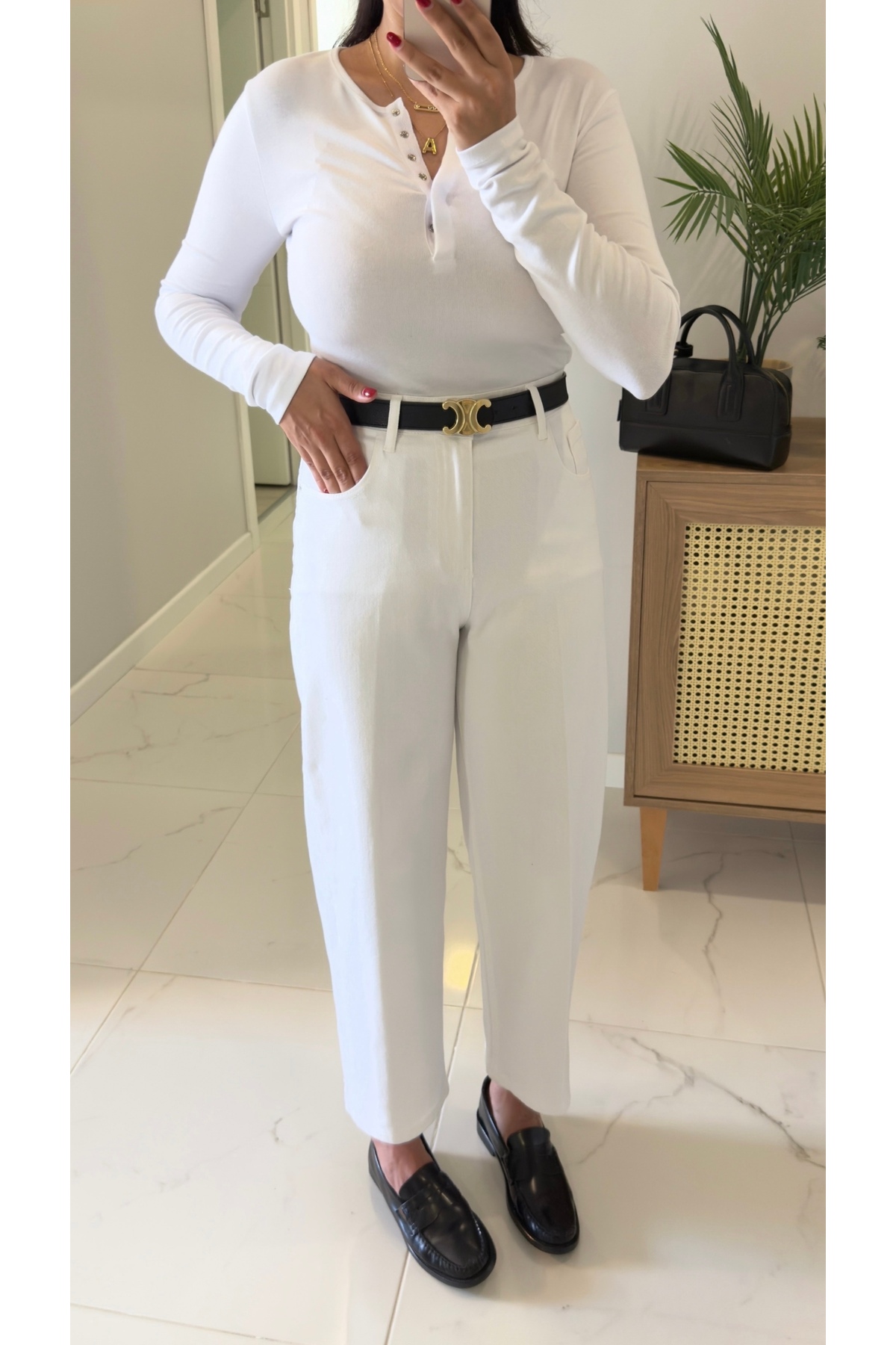 BİRCANÇİL  Ernest Beyaz Barrel Jean - Görsel 4