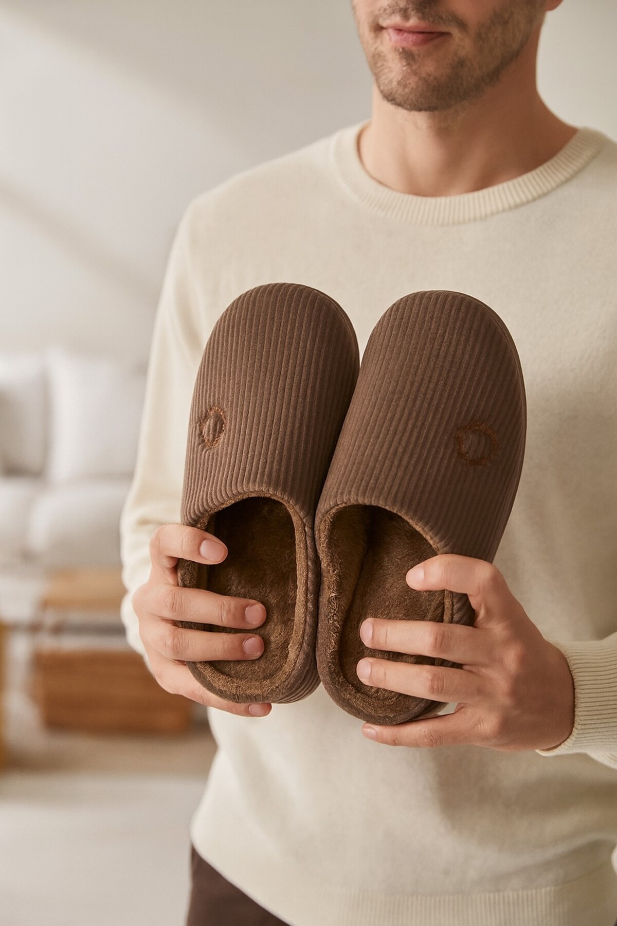 Moda Frato 3'LÜ PAKET VELVET Erkek Terlik Ev Terliği Kışlık Yumuşak Tabanlı görsel 7