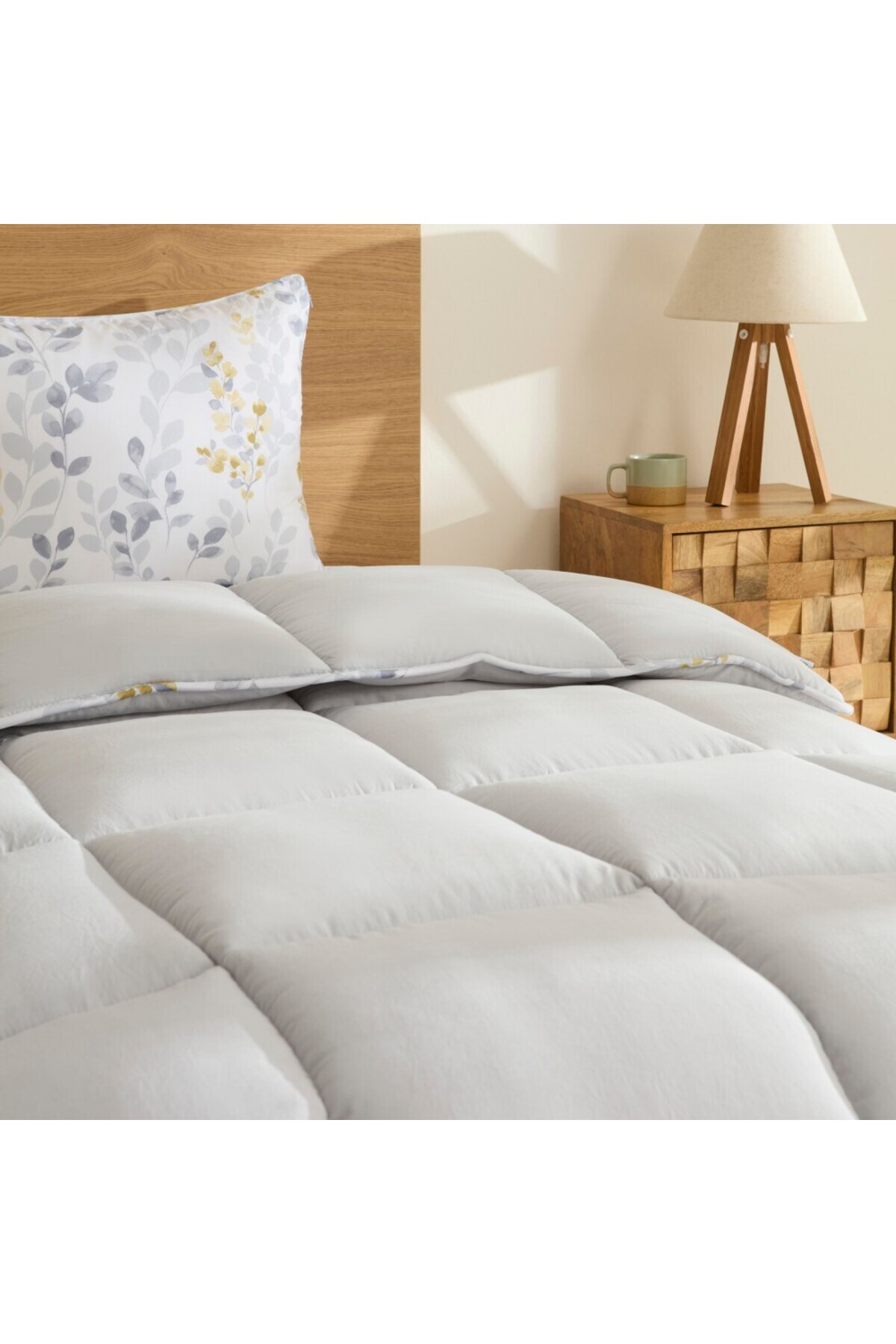 Karaca Leaf Graues Einzel Comforter Set 155x220+50x70