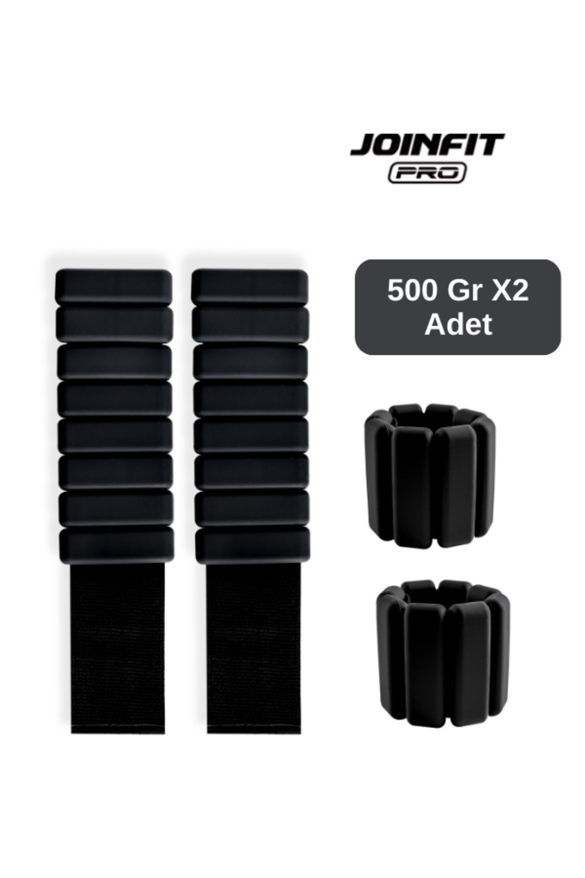 JOINFIT PRO El ve Ayak Bilek Ağırlığı 500 gr Siyah x 2 Adet | Ayarlanabilir Spor ve Fitness Ekipmanı