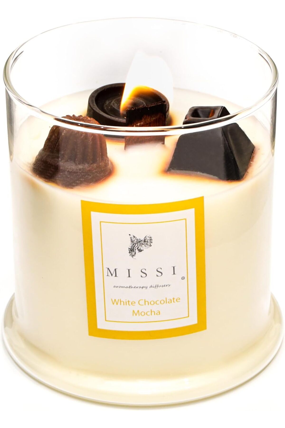 STOREMAX Üfleme Cam Ahşap Fitilli Whıte Chocolate Mocha Vegan Mum (380 gr) 1191480