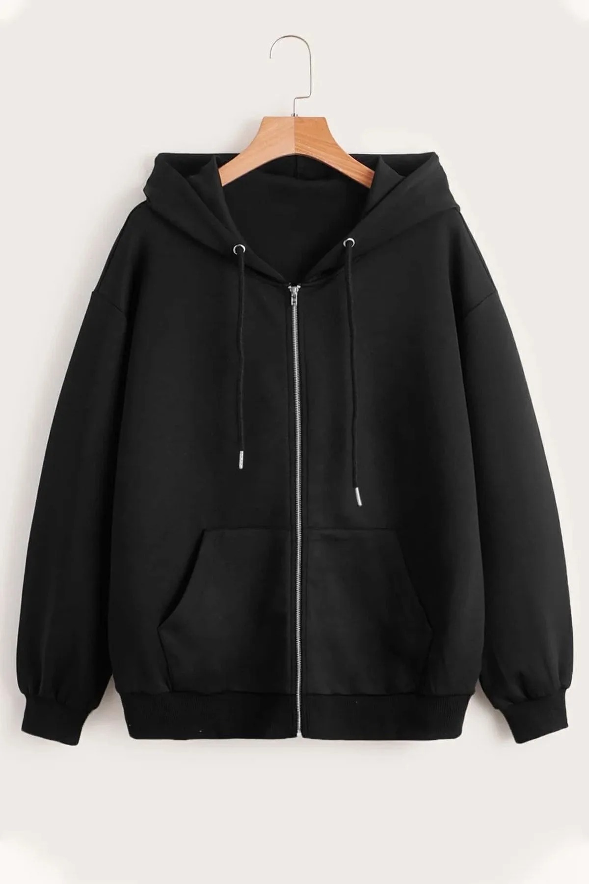 Trend Sizde  Unisex Siyah Ve Gri Renk 2 Li Fermuar Kapüşonlu Sweatshirt - Görsel 2