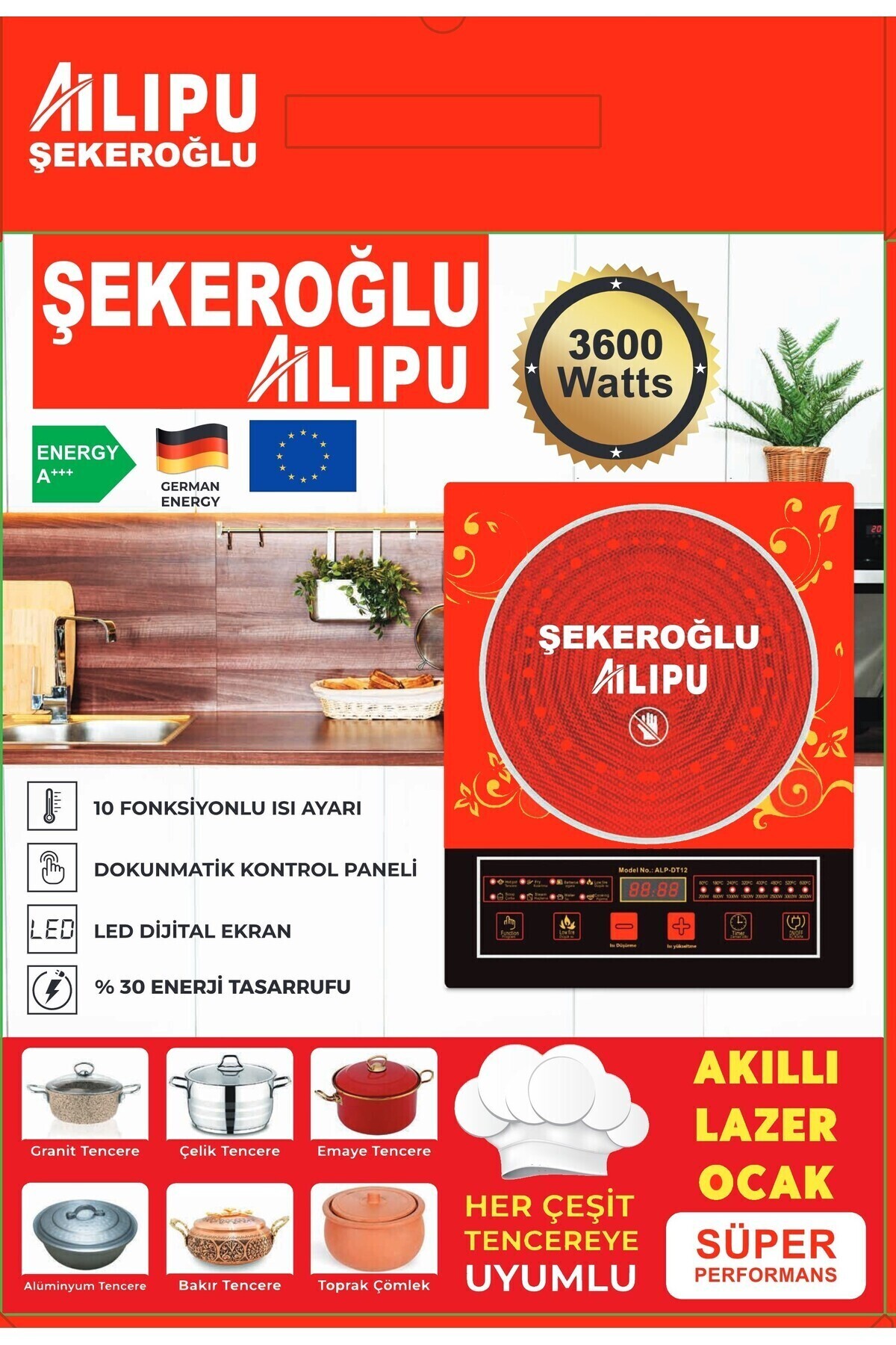 nayss Ailepu Her Tencereye Uyumlu 3500 watt Elektrikli Lazer Ocak Nanopro