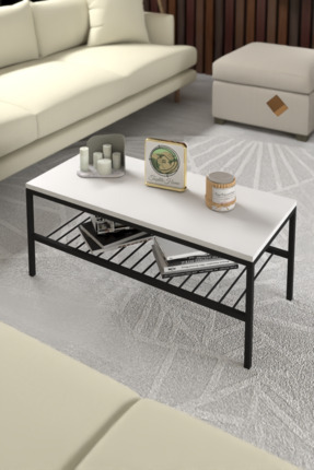 Taşdibi Home BEYAZ 2 RAFLI METAL ORTA SEHPA