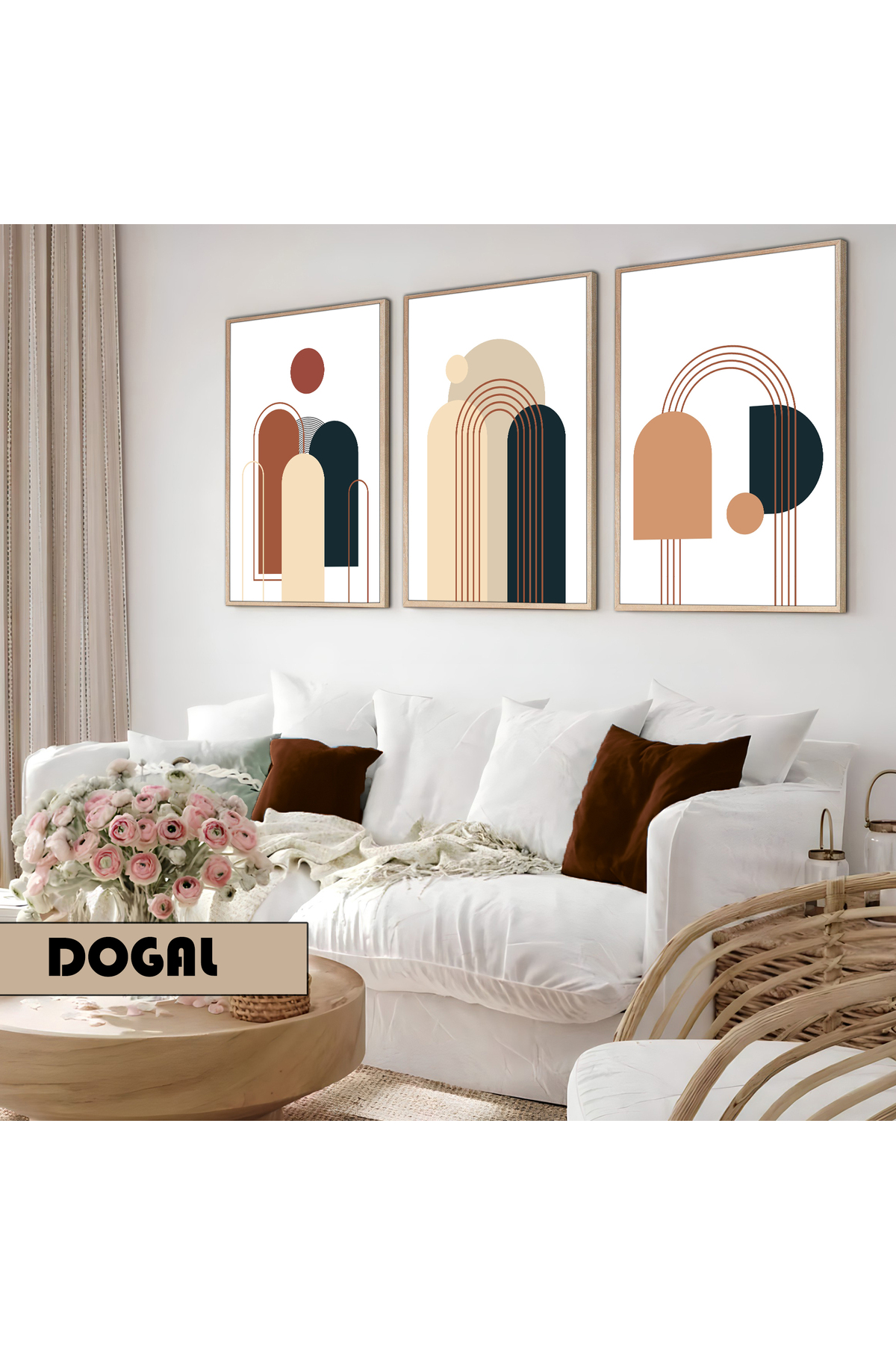 Nursery Living Room-Minimalist Modern Bohemian Abstract Style | 3PCS MDF AHMDF WITH WOODEN FRAME