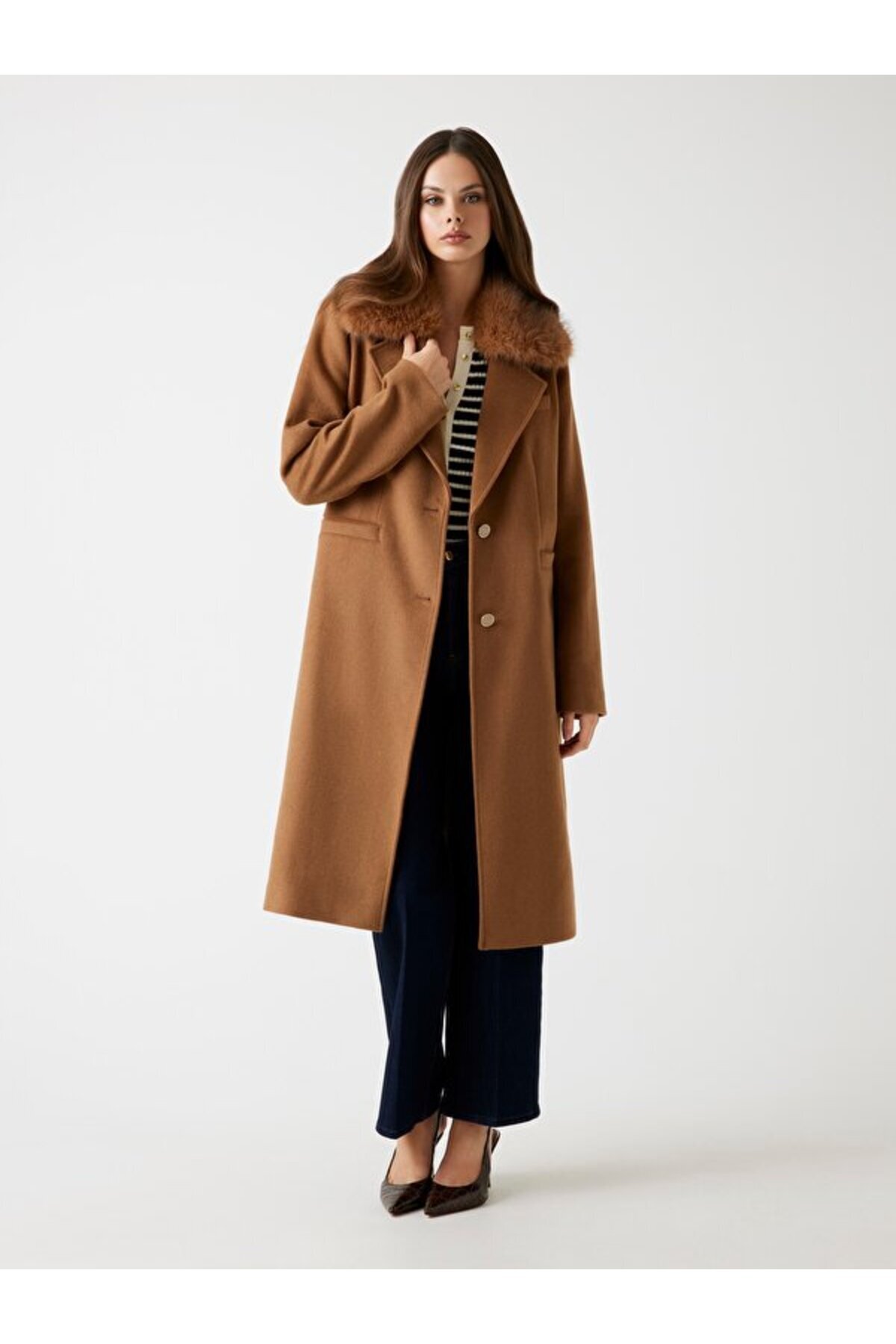 Guess  Karole Kadın Yün Karışımlı Kaban - Görsel 5