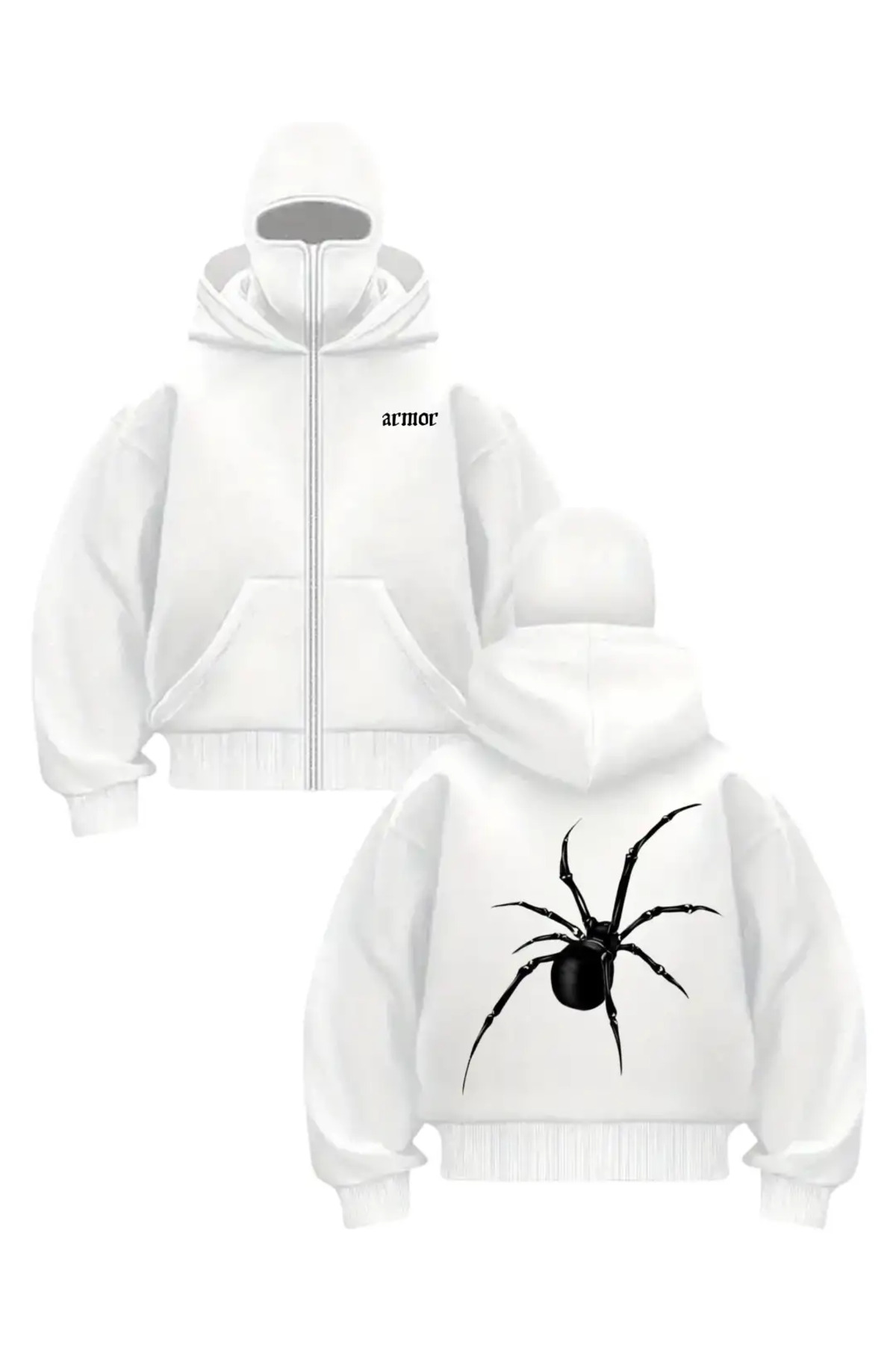 Gofeel Beyaz Armor Spider Baskılı Kar Maskeli Unisex Sweatshirt