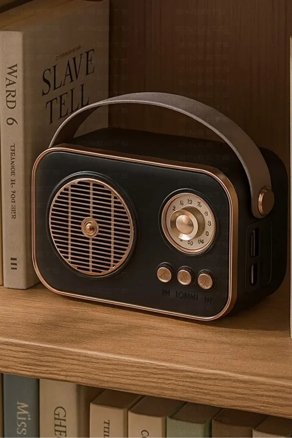 Zineets Nostaljik Radyo Fm Ahşap Görünümlü Bluetooth Hoparlör Siyah Re