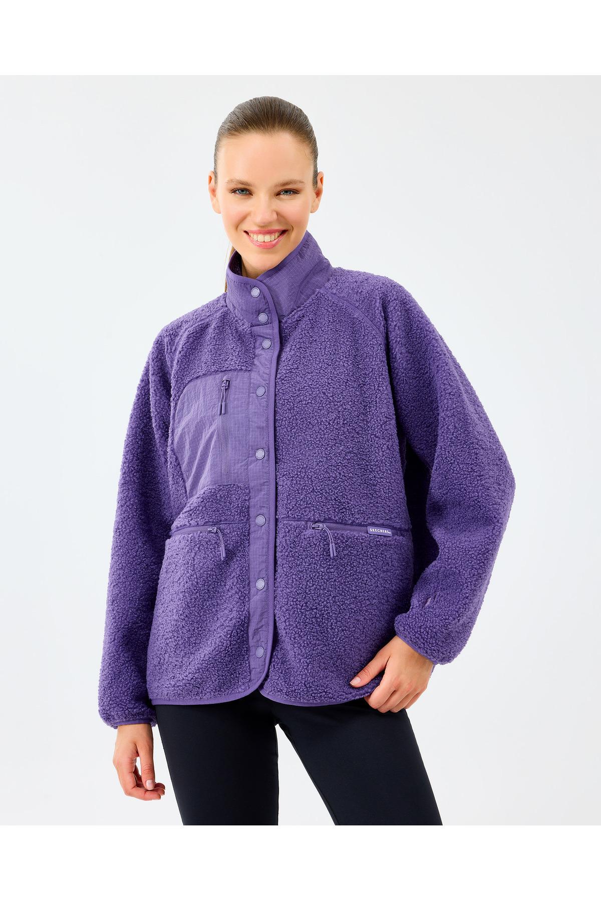 Skechers  W Woven Detailed Pull Over Sherpa Kadın Mor Mont S2520218-0277 - Görsel 3