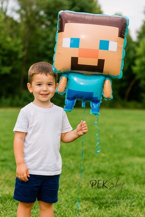 PEKSHOP Minecraft Steve Folyo Balon Doğum Günü Balonu