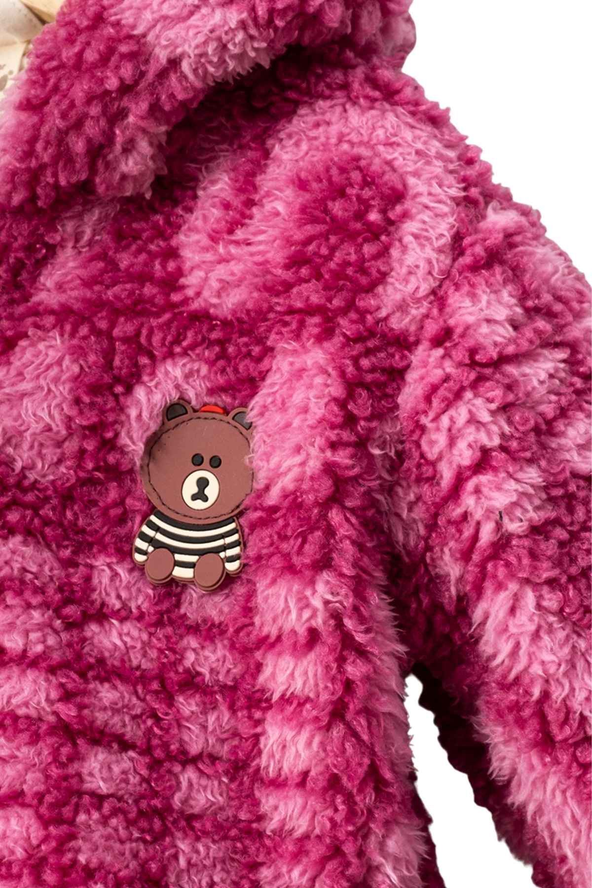 HAUSEkids 9-24 Ay Teddy Luxe Kız Bebek Mont-Fuşya fotoğrafı 3 (önizleme)