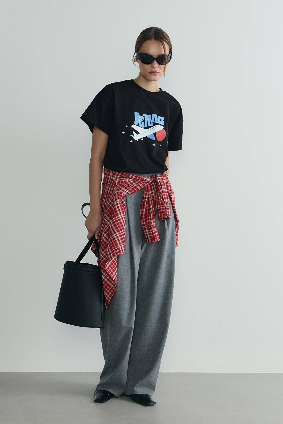 Suud Collection  Kırmızı Slone Ekose Gömlek - Görsel 4