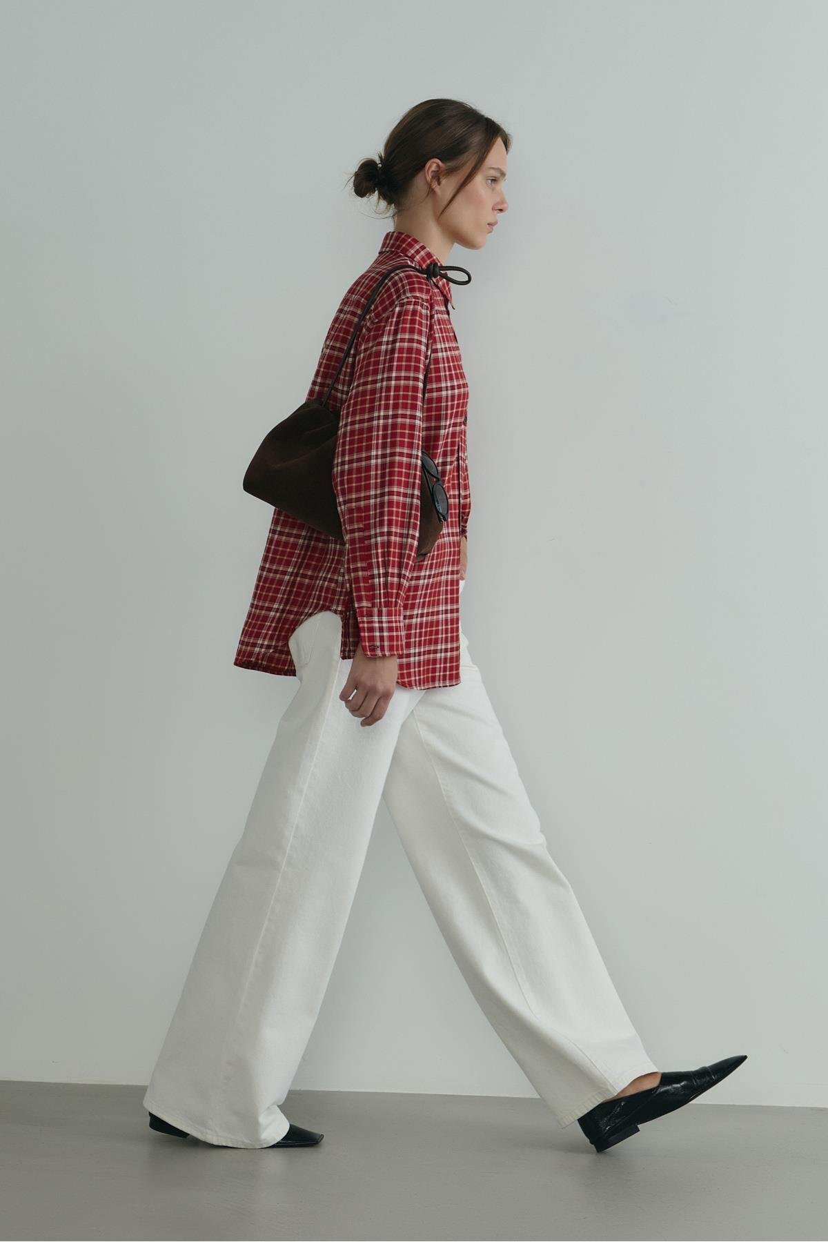 Suud Collection  Kırmızı Slone Ekose Gömlek - Görsel 2