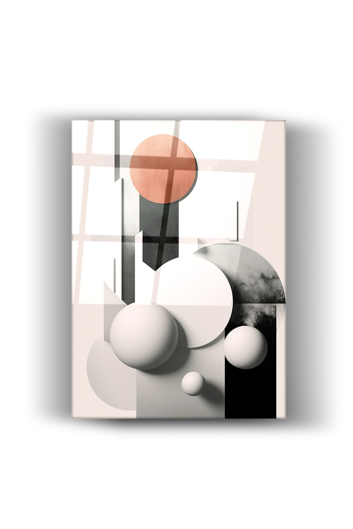 Modern Geometrik Denge-Cam Tablo-Ev ve Ofis Dekorasyonu-Minimal-