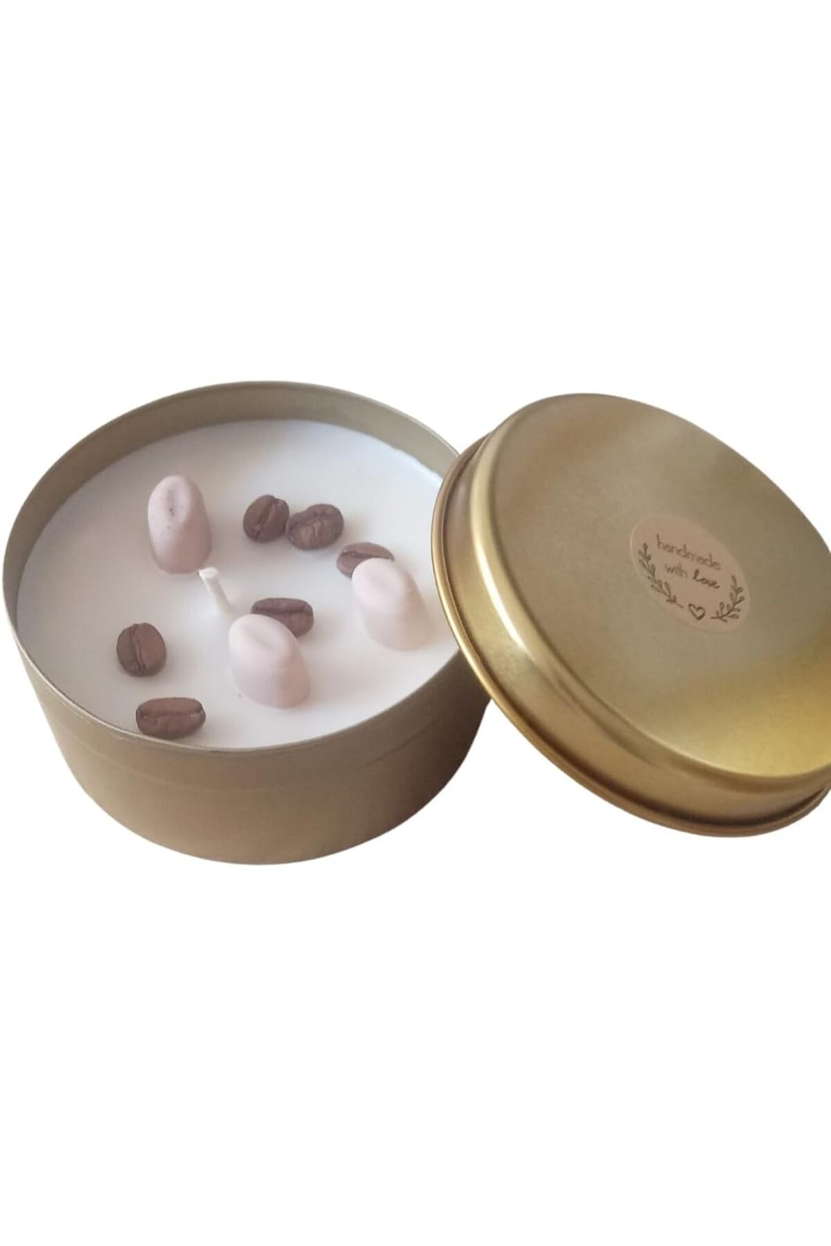 STOREMAX Kahve Kokulu Soya Mum – Çekirdek Detaylı Metal Kutuda – Çiftlerin Anları İçin – El Yapımı,, 30 Saat