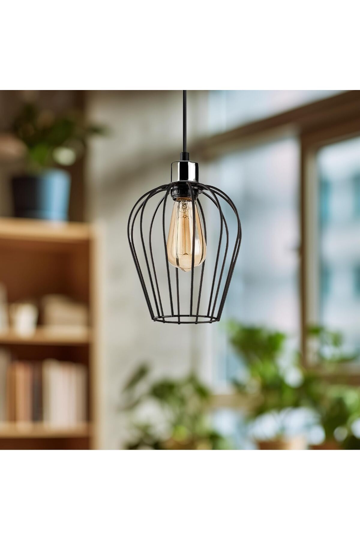 STOREMAX Siyah Tekli Tel Sarkıt Aydınlatma, Ev, Ofis, Cafe, Restoran Avizeleri, E27 Duy 1184728