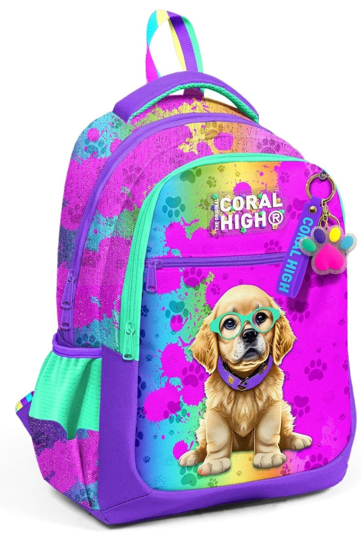 STOREMAX Mor Pembe Köpek Desenli Kız Çocuk İlkokul Çantası ve Günlük Sırt Çantası 1185222