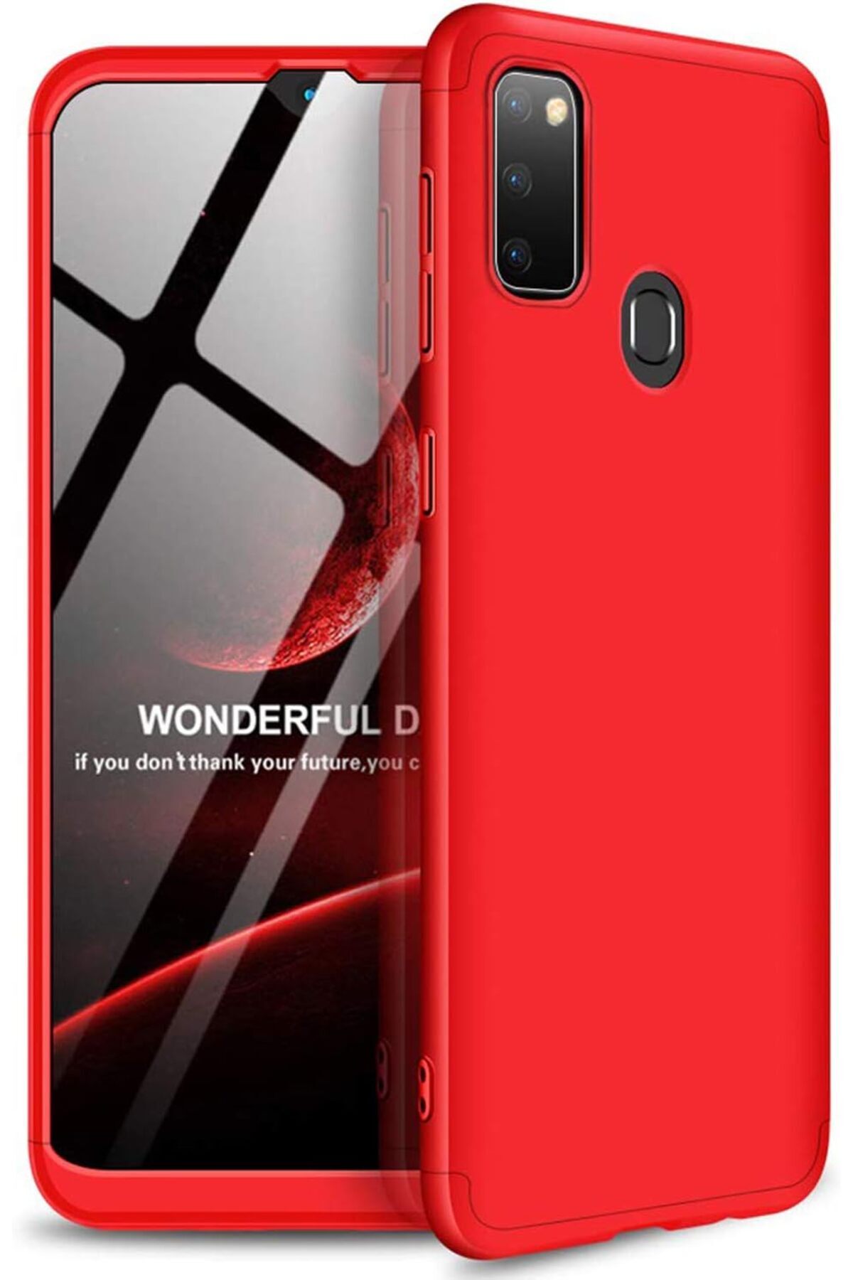 BAZAARİO Galaxy M30s için Kılıf Double Dip 360 Protective Kırmızı [Galaxy M30s ile Uyumlu Kılıf - Kı