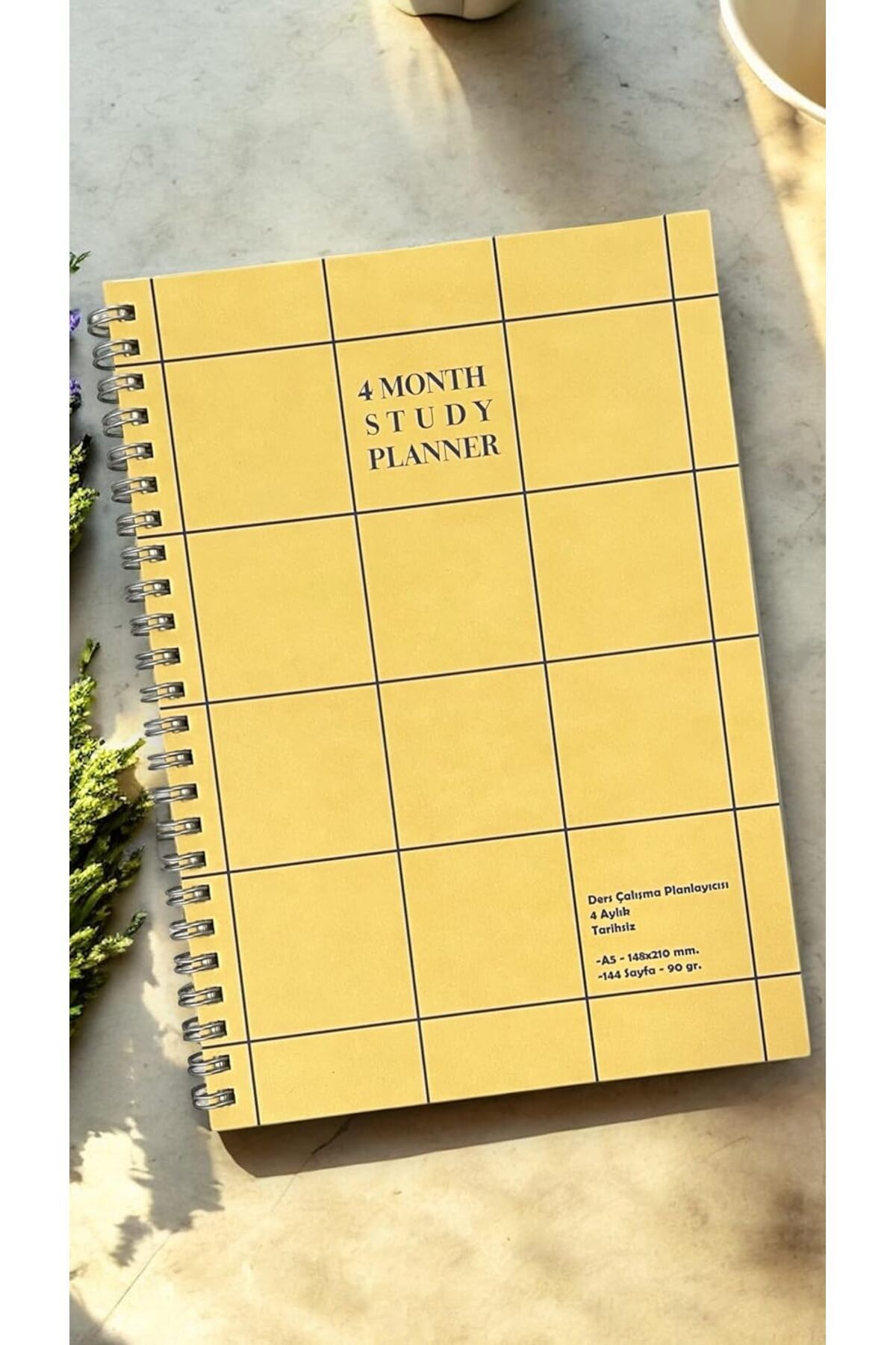 STOREMAX Tanıtım 4 Aylık Spiralli Tarihsiz Ders Çalışma Planlayıcısı, A5 Boyutu (Sarı) 1190698