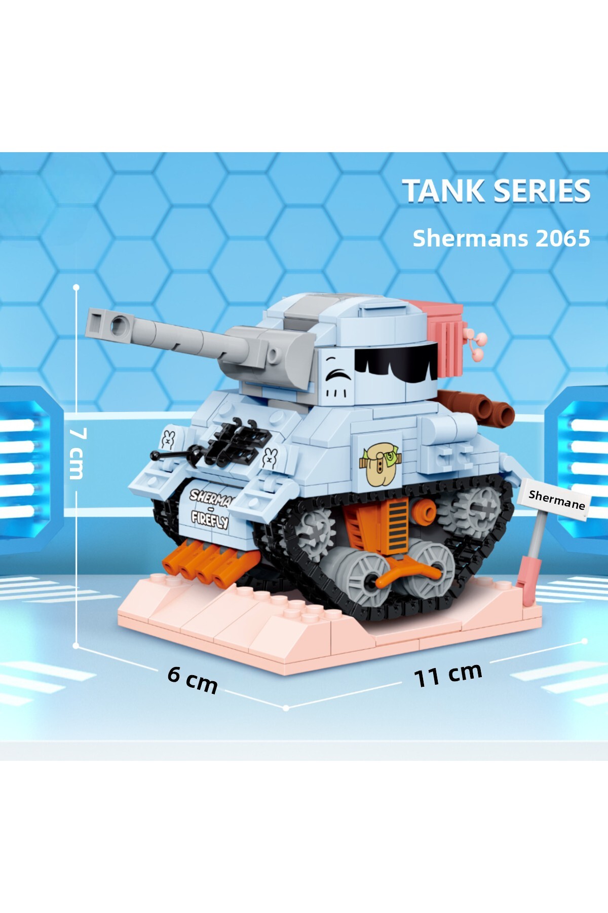 مینی تانک بلوکی – شرمن – ۴۷۹ قطعه – ابعاد: ۱۱×۶×۷ سانتیمتر