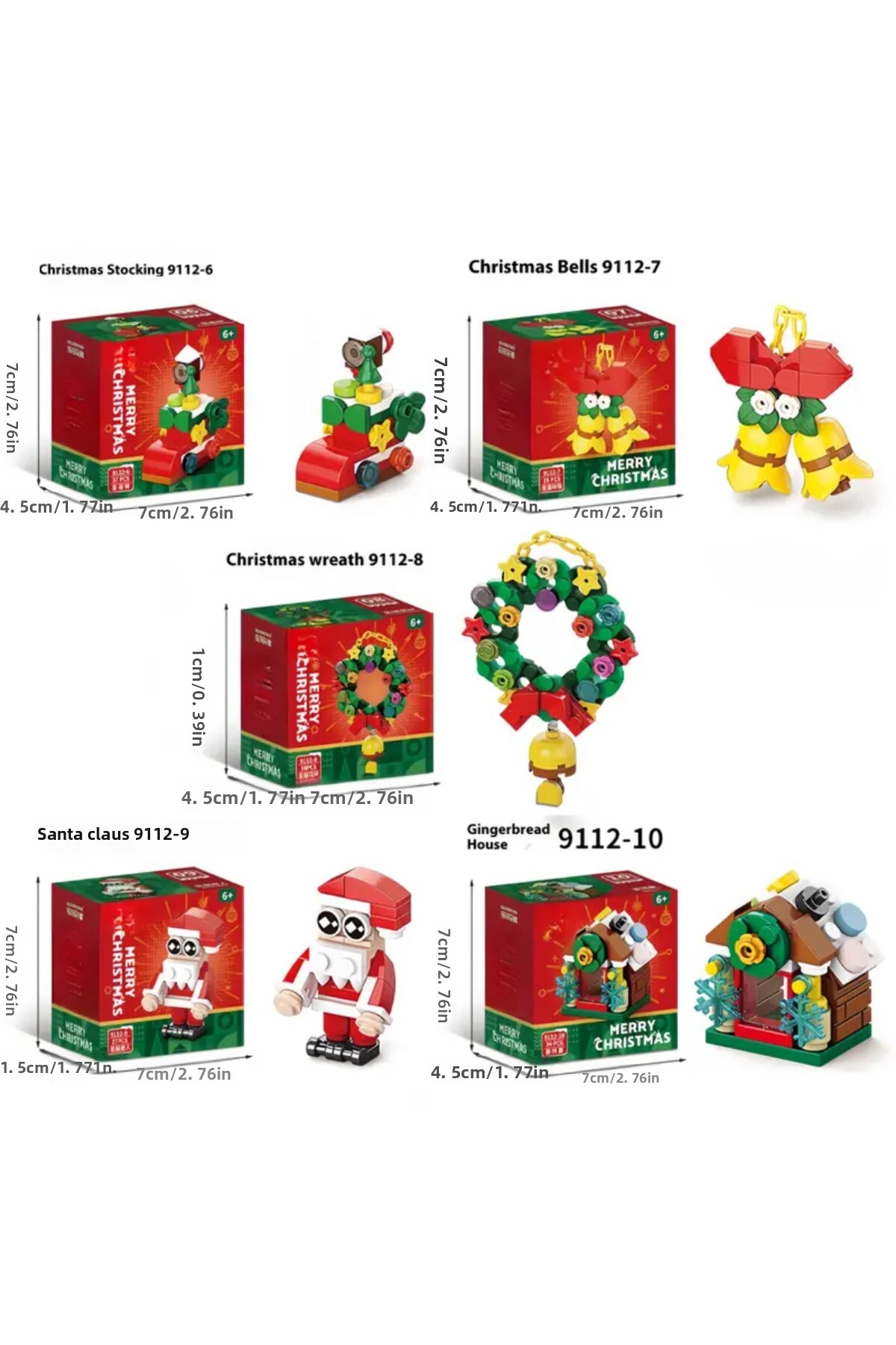 مجموعه ۱۰ تکه بلوک‌های ساختنی سری کریسمس مینی