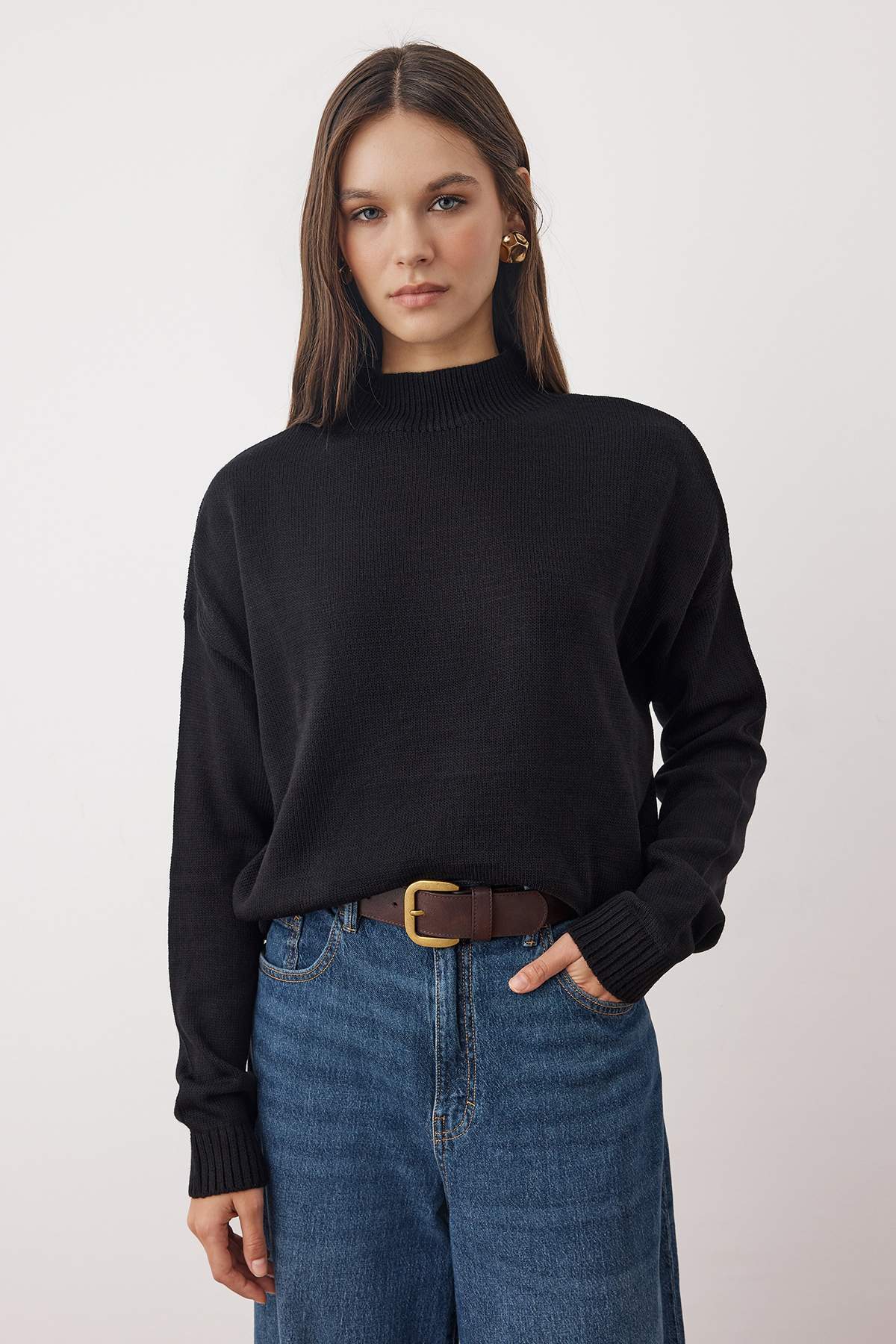 Trendyolmilla  Siyah-Ekru Basic İkili Paket Triko Kazak TWOAW26KZ00232 - Görsel 5