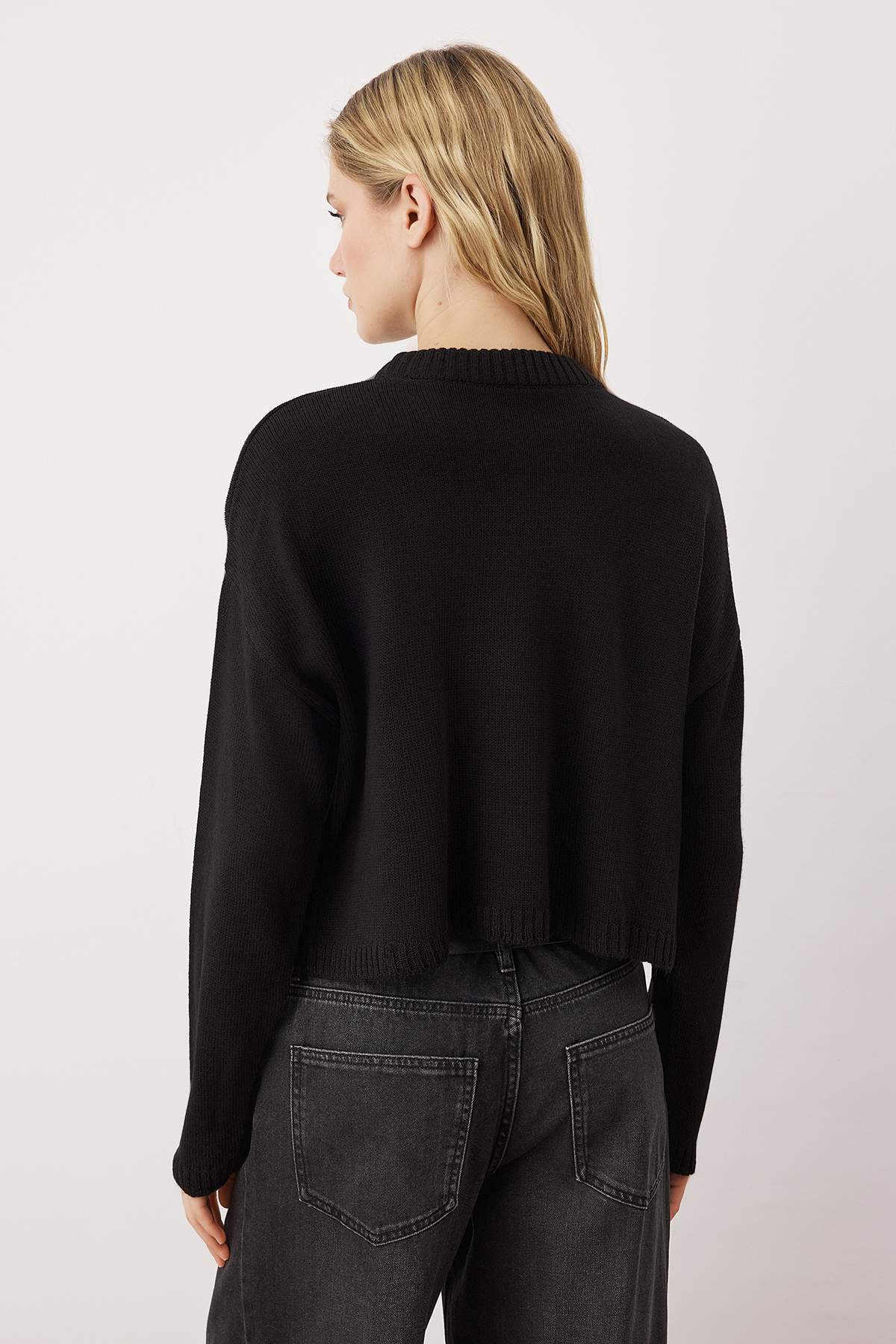 Trendyolmilla  Ekru-Siyah 2'li Basic Paketli Triko Kazak TWOAW26KZ00256 - Görsel 7