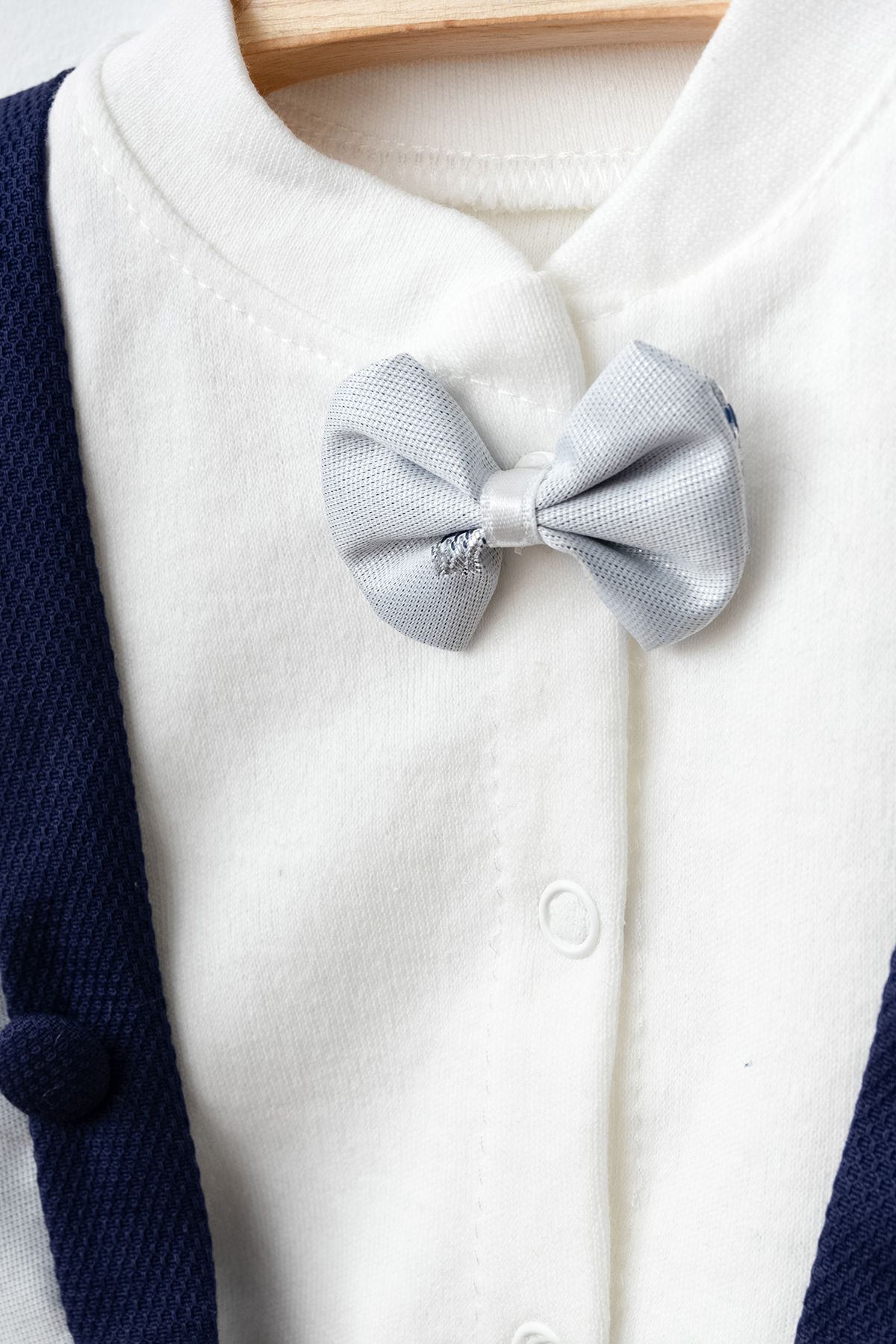 Petite Ponpon Baby Erkek Bebek Yenidoğan Mevlüt Takımı Bebek Ceketli Takım Elbise Lacivert fotoğrafı 3 (önizleme)