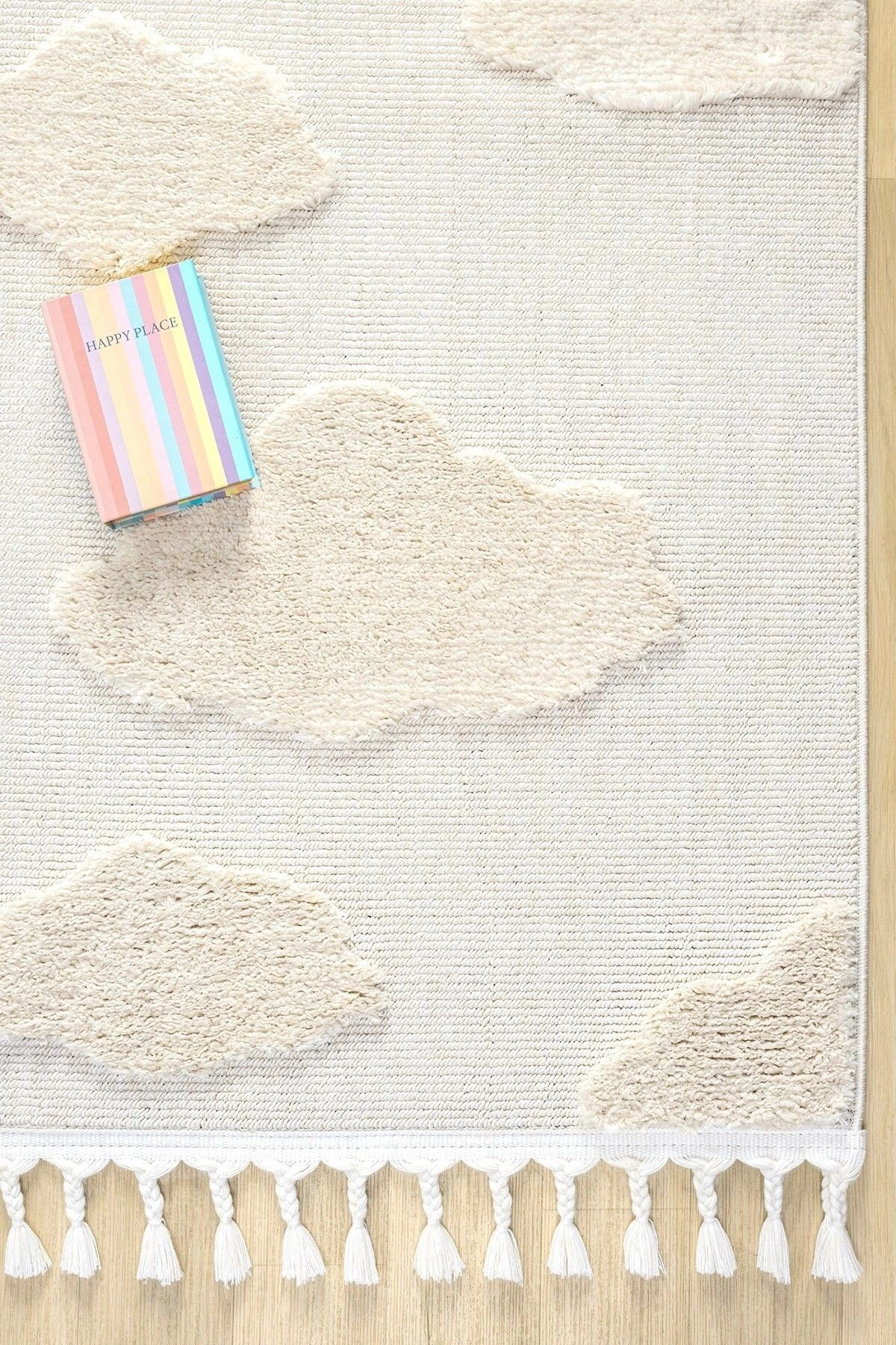 Eliz Home Bulut Desenli Krem Renk Dokuma Halı Bebek Odası Çocuk Odası Halısı 1 fotoğrafı 7 (önizleme)