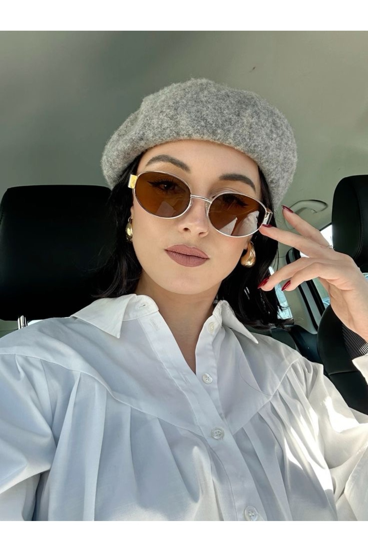 LOOKUP NEW Alev Unisex Kadın Erkek Uv400 Korumalı Oval Kahverengi Gold Leopar NyIon Cam Metal Güneş Gözlüğü görsel 2