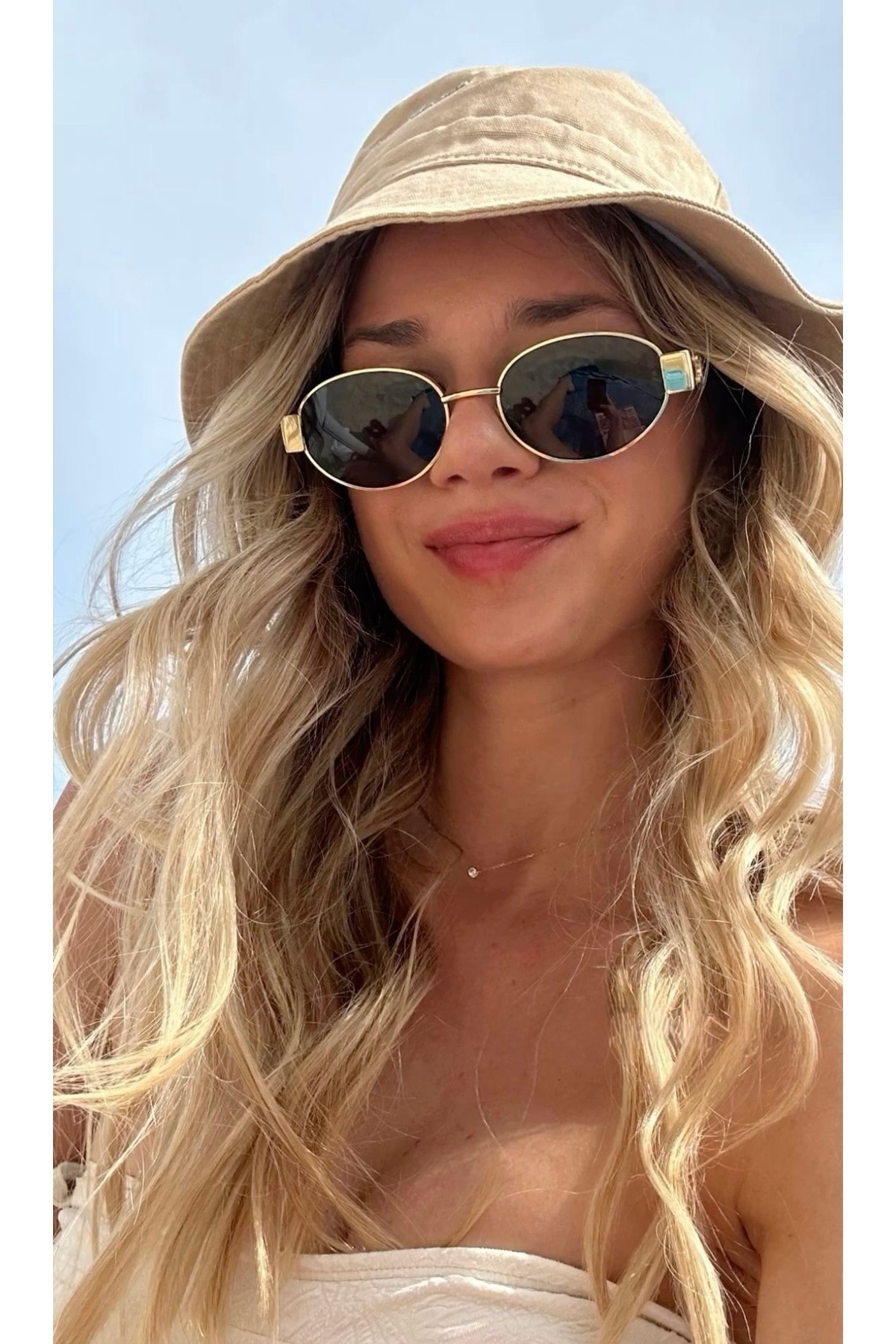 LOOKUP NEW Alev 56 Ekartman Unisex Kadın Uv400 Korumalı Oval Gold Siyah NyIon Cam Metal Güneş Gözlüğü görsel 3