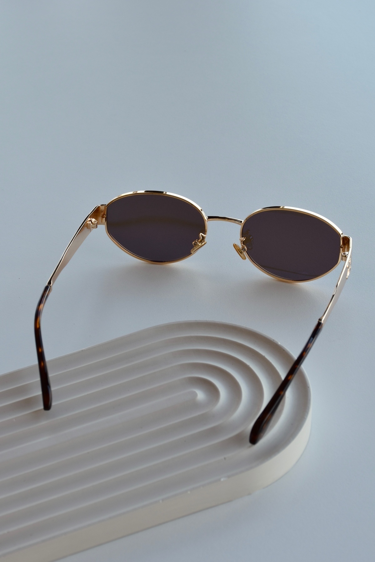 LOOKUP NEW Alev Unisex Kadın Erkek Uv400 Korumalı Oval Kahverengi Gold Leopar NyIon Cam Metal Güneş Gözlüğü görsel 5