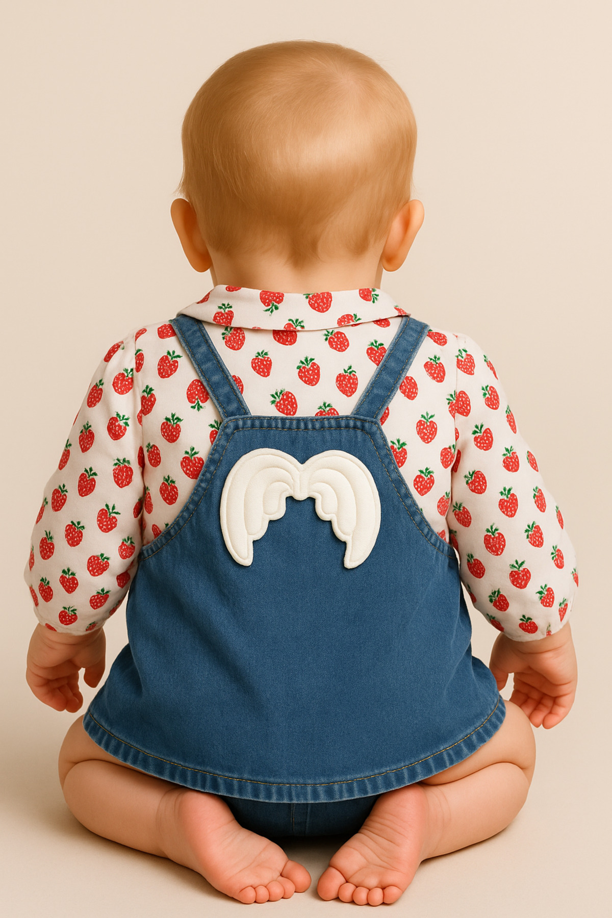 CROCODAYS Kız Çocuk Kot (jeans) Desenli Gömlekli Kanatlı Jile Takımı (6/9/12/18) Ay fotoğrafı 2 (önizleme)