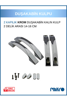 GLASSMAKRO Duşakabin Ay Kulp 14-16 CM Ayarlı Krom Duşakabin Cam Kapı Kulpu