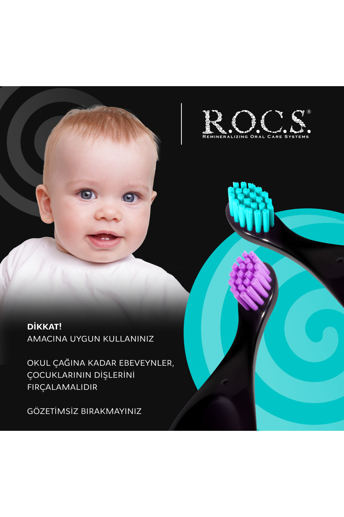 R.O.C.S. Baby Neon 0-3 Yaş Için Ekstra Yumuşak Diş Fırçası - Turkuaz fotoğrafı 4 (önizleme)