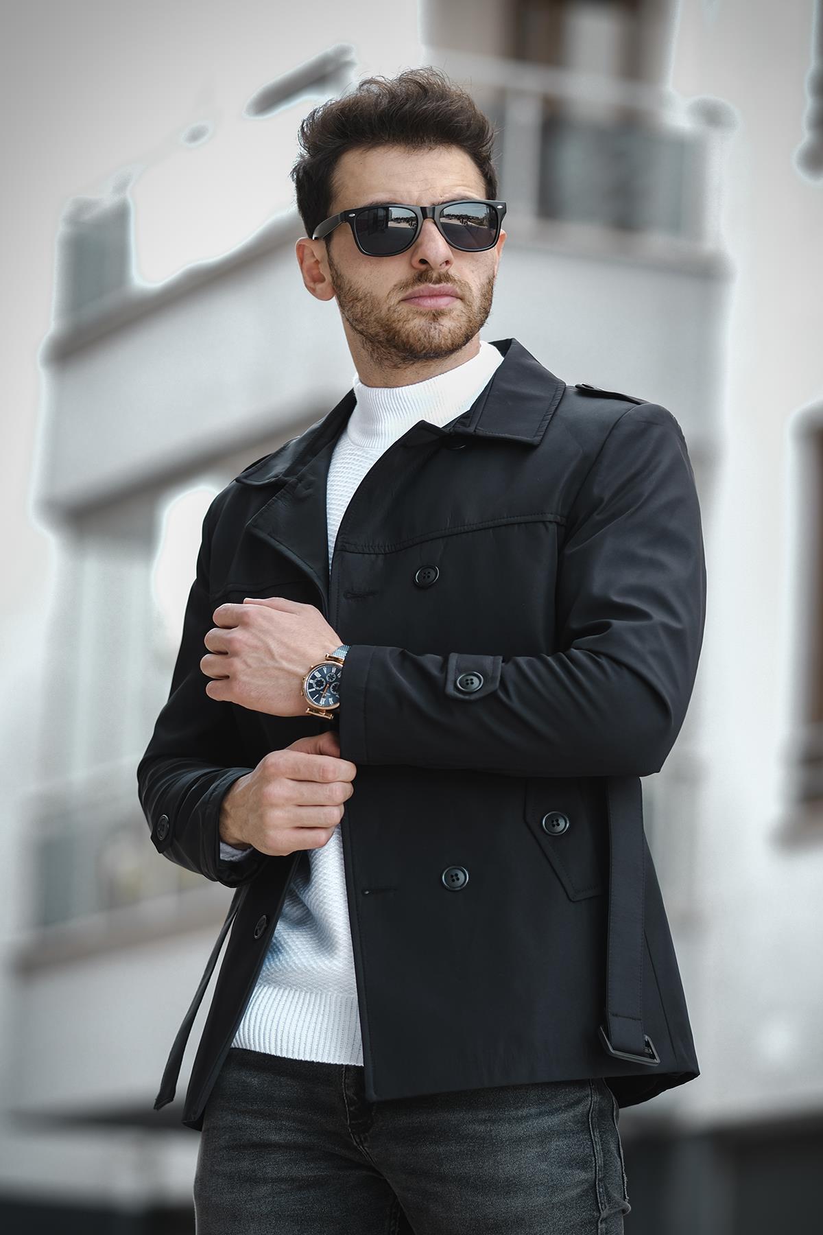 Oksit  Lusaka Su İtici Slim Fit Kemer Detaylı Trençkot - Görsel 4