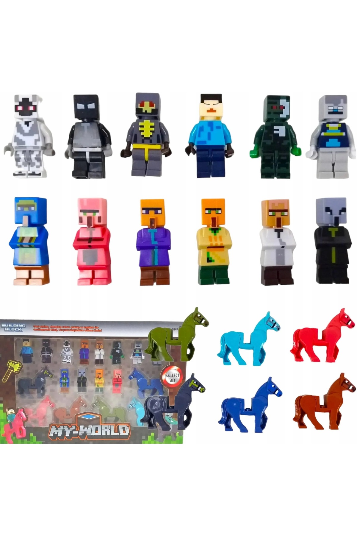 Natavanbutık 🧱🎮 My World Blok Karakter ve At Figür Seti 🎮🧱 – 18 Parça Koleksiyon Oyuncak fotoğrafı 4 (önizleme)