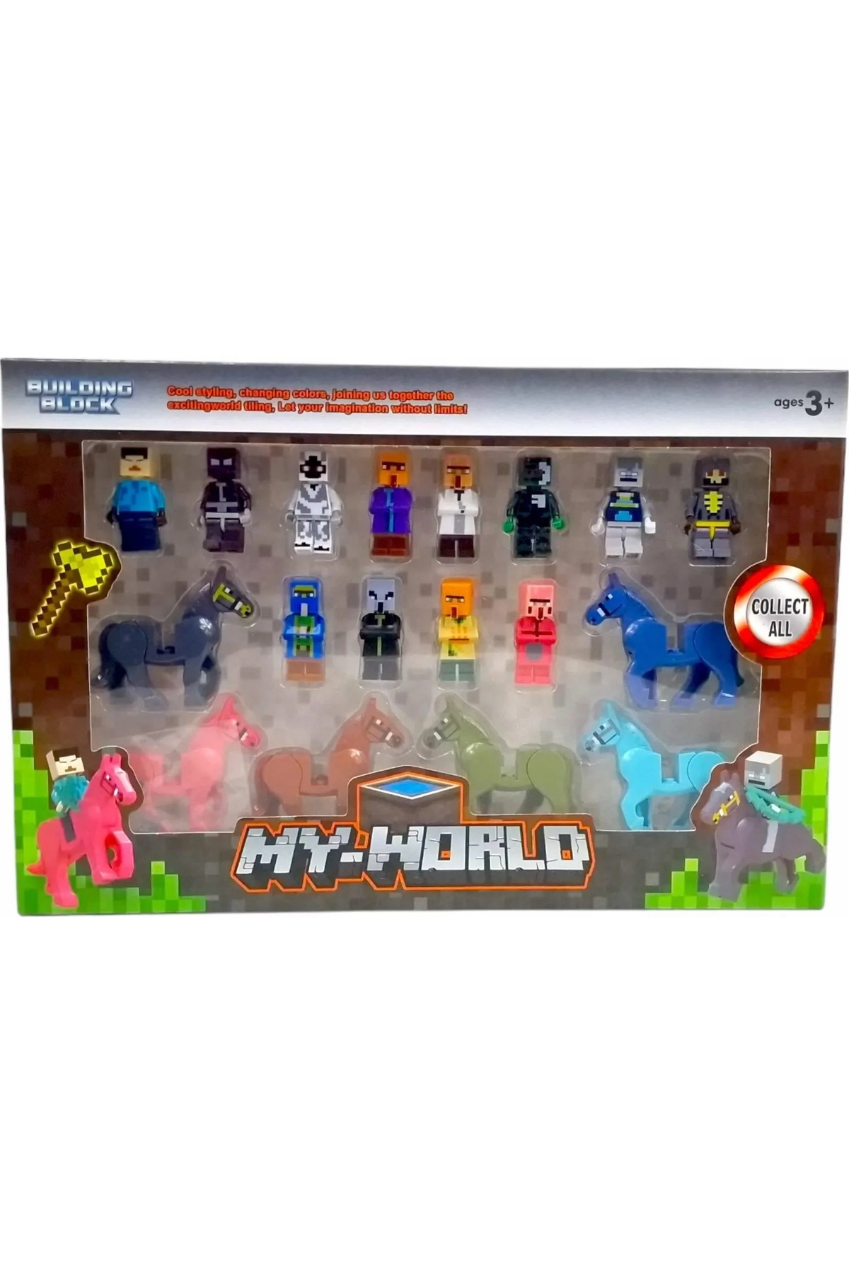 Natavanbutık 🧱🎮 My World Blok Karakter ve At Figür Seti 🎮🧱 – 18 Parça Koleksiyon Oyuncak fotoğrafı 7 (önizleme)