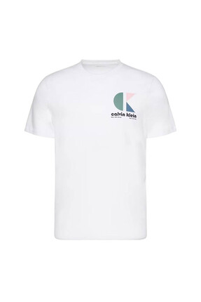 Calvin Klein Jeans Bisiklet Yaka Baskılı Beyaz Erkek T-Shirt LV04RC843GYAA SS...