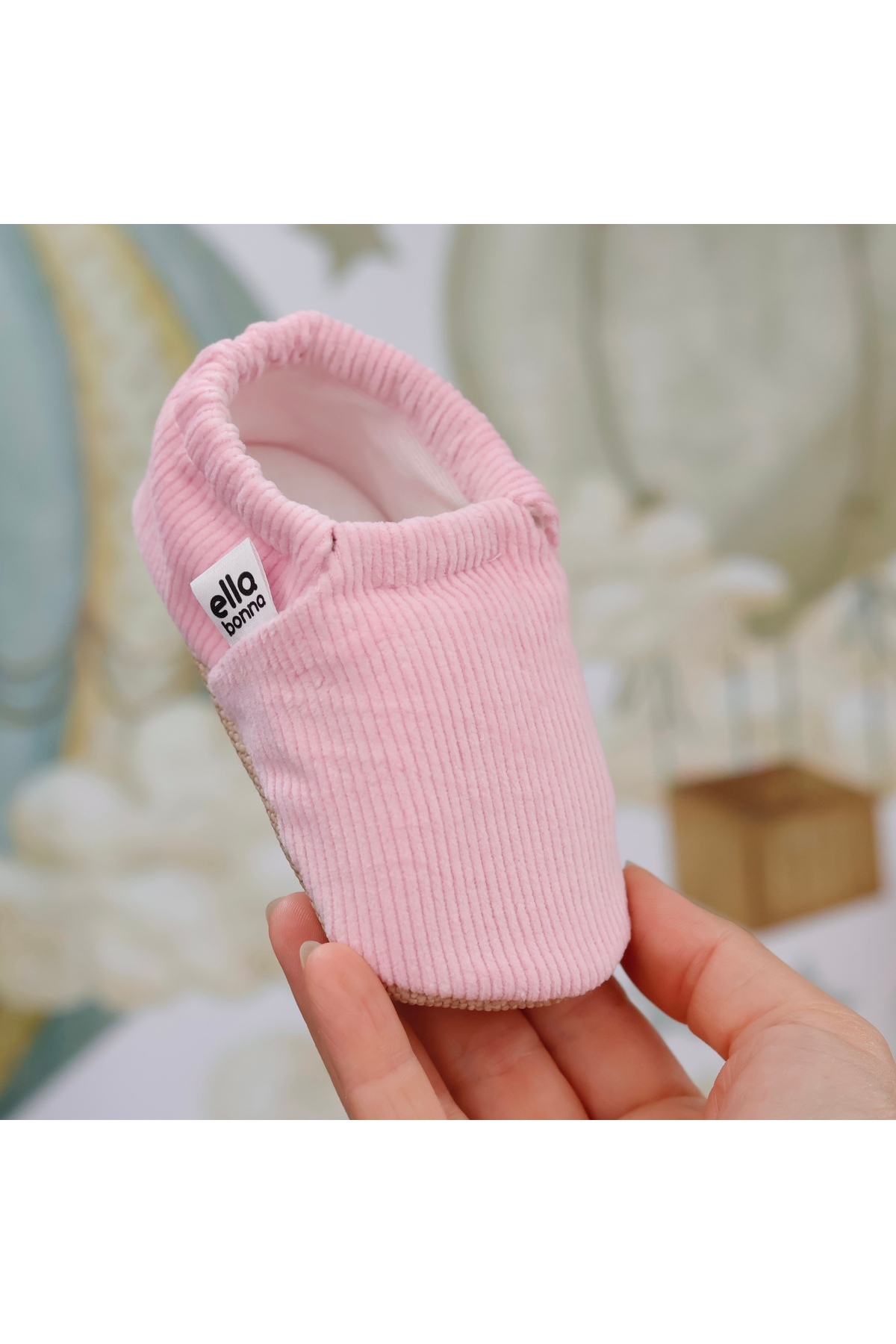 Ella Bonna Kaydırmaz Taban Bebek ve Çocuk Patik, Fitilli Kadife ve Organik Pamuk Astarlı Ev ve Kreş Patiği fotoğrafı 7 (önizleme)