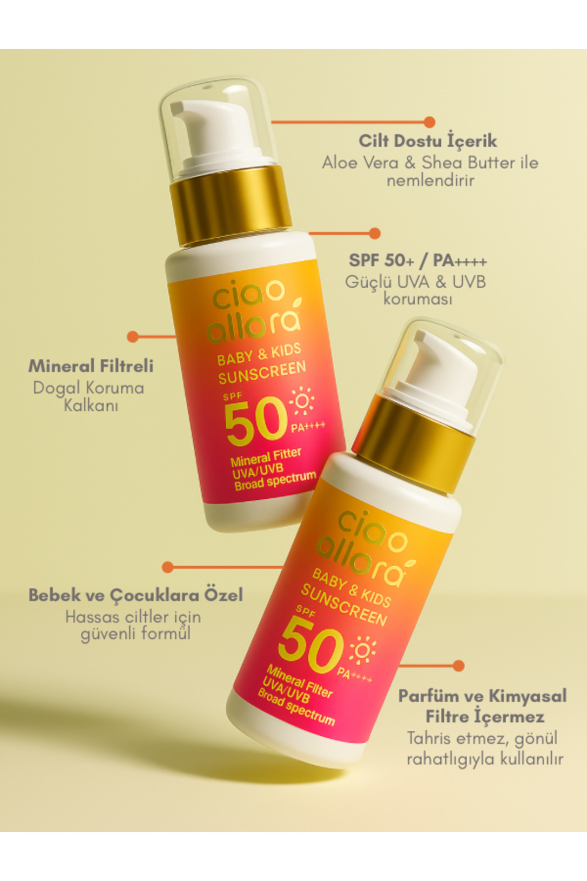 Ciao Allora SPF 50+ Bebek Güneş Kremi Baby&Kids Sunscreen fotoğrafı 3 (önizleme)