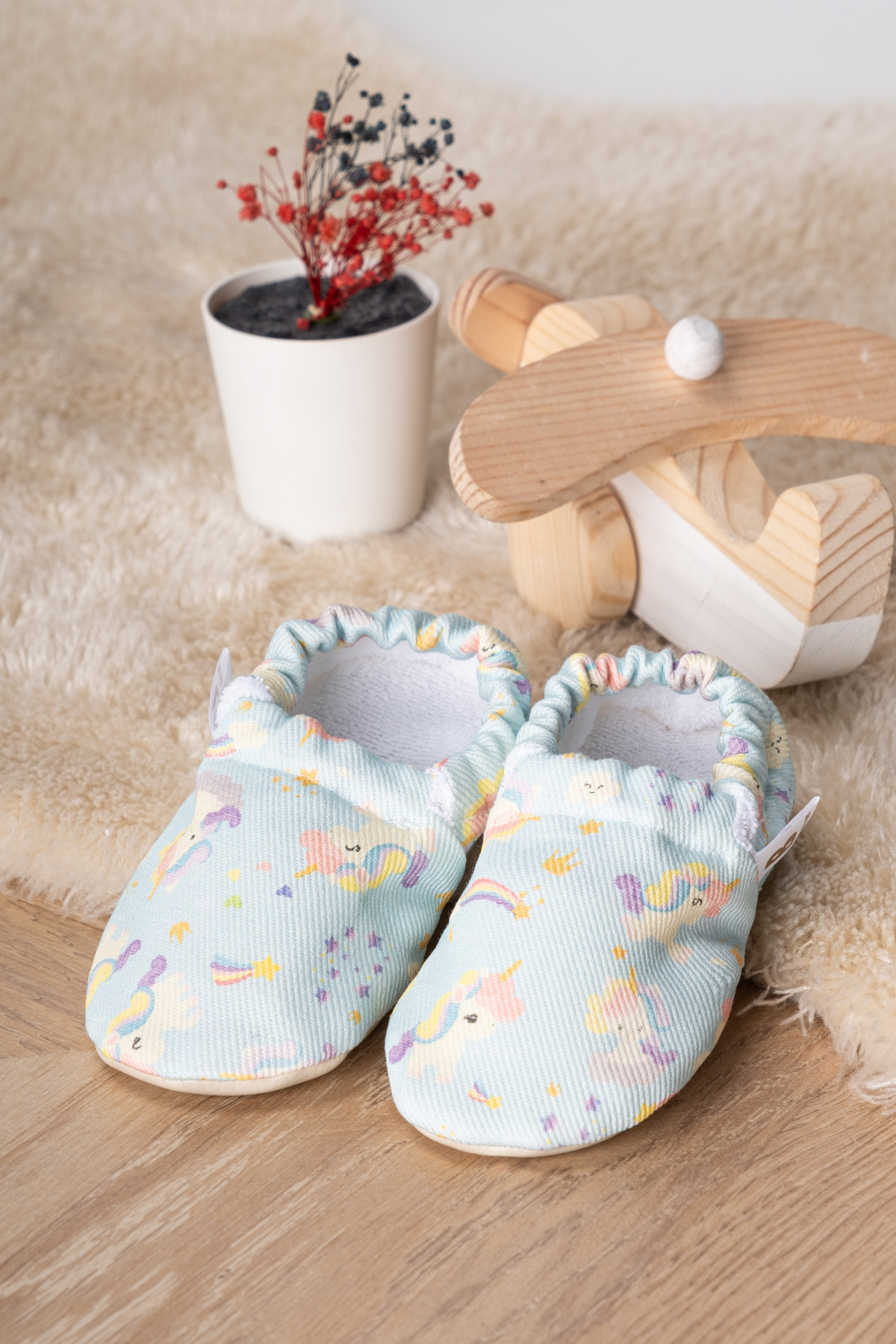 Buude Kids Kaydırmaz Tabanlı, Pamuk Havlu Astarlı Bebek Patiği fotoğrafı 4 (önizleme)