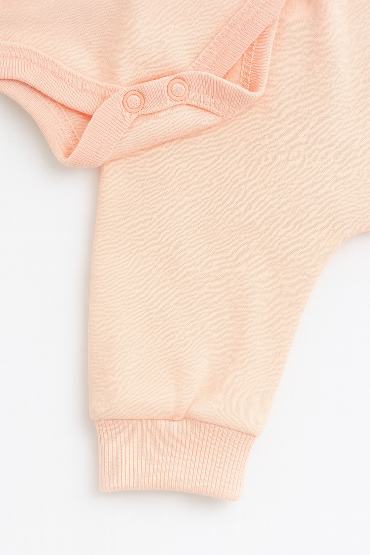 VEGAMOD Kız Bebek Kapüşonlu Tavşan Kulaklı Çizgili Tavşan Baskılı 3 Parça Zıbınlı Şirin Kız Takım Somon fotoğrafı 6 (önizleme)