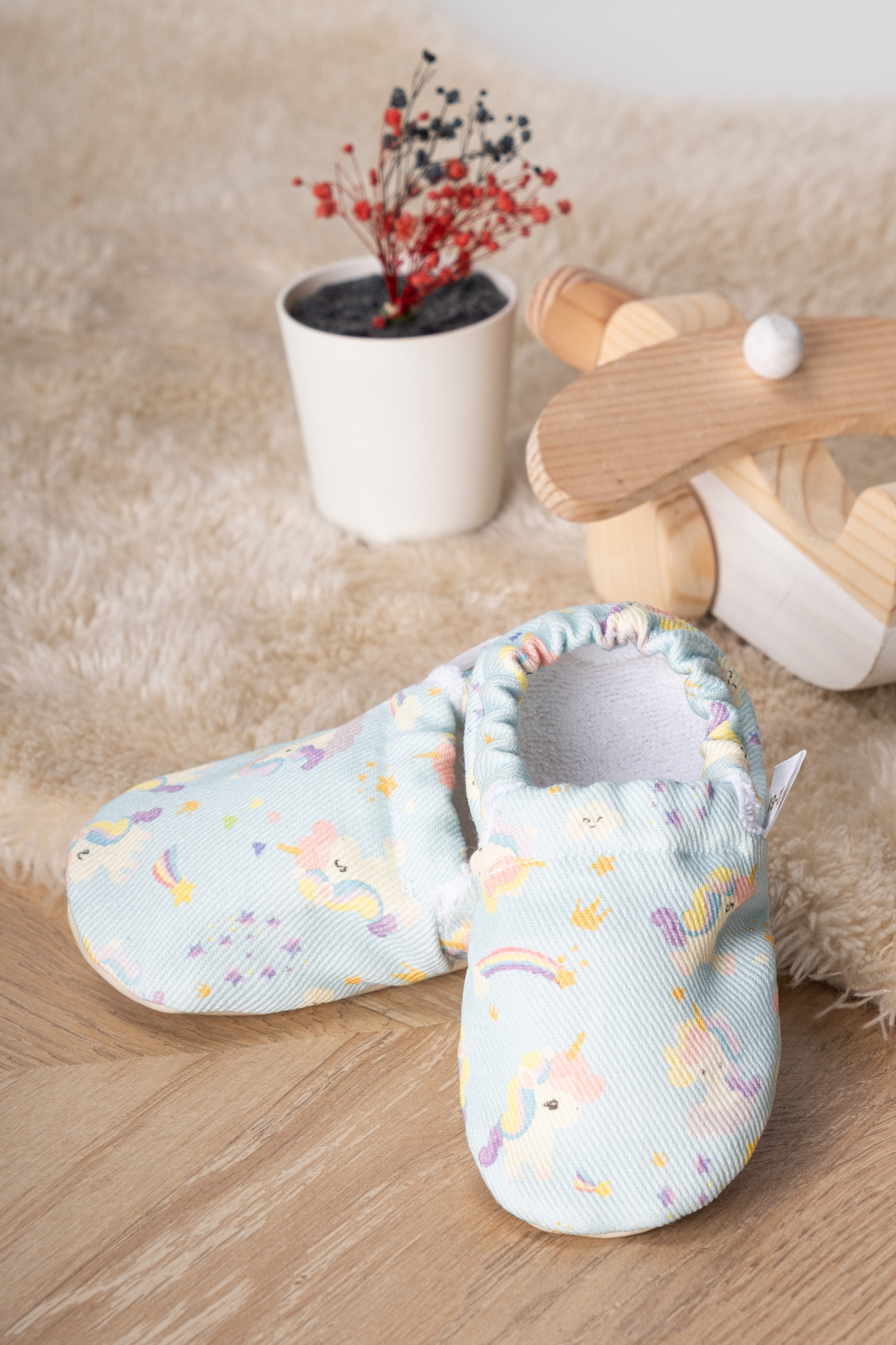 Buude Kids Kaydırmaz Tabanlı, Pamuk Havlu Astarlı Bebek Patiği fotoğrafı 3 (önizleme)