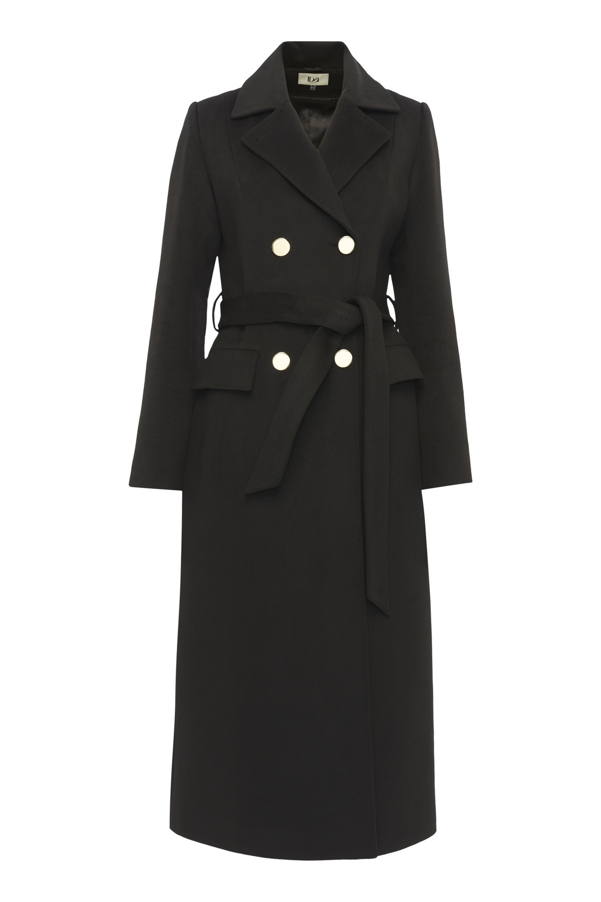 IDA Collection  Gold Detaylı Kruvaze Kaban Siyah - Görsel 6