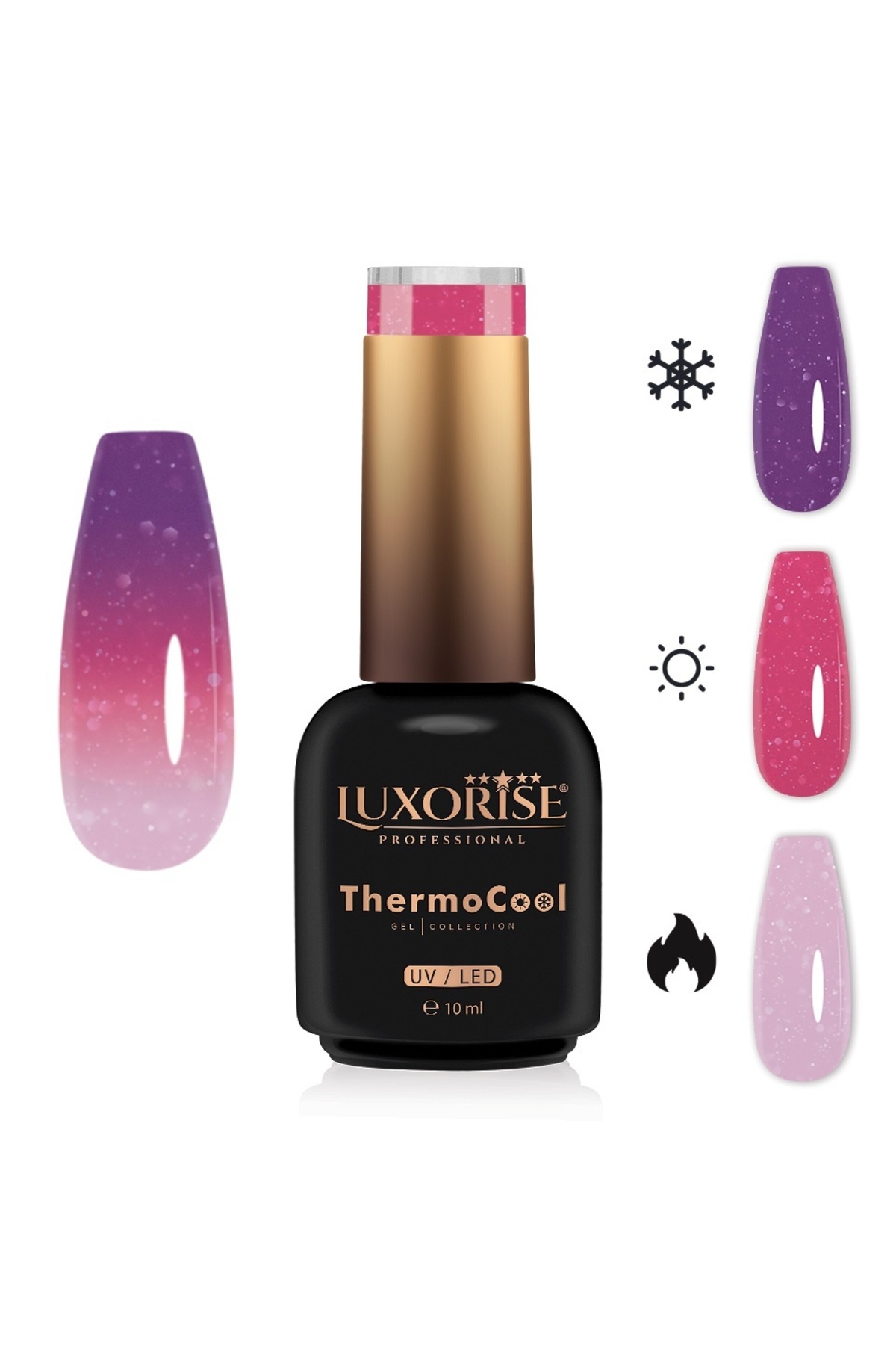 LUXORISE Термолак за нокти ThermoCool 3-цветен - ослепителен блясък 10 мл