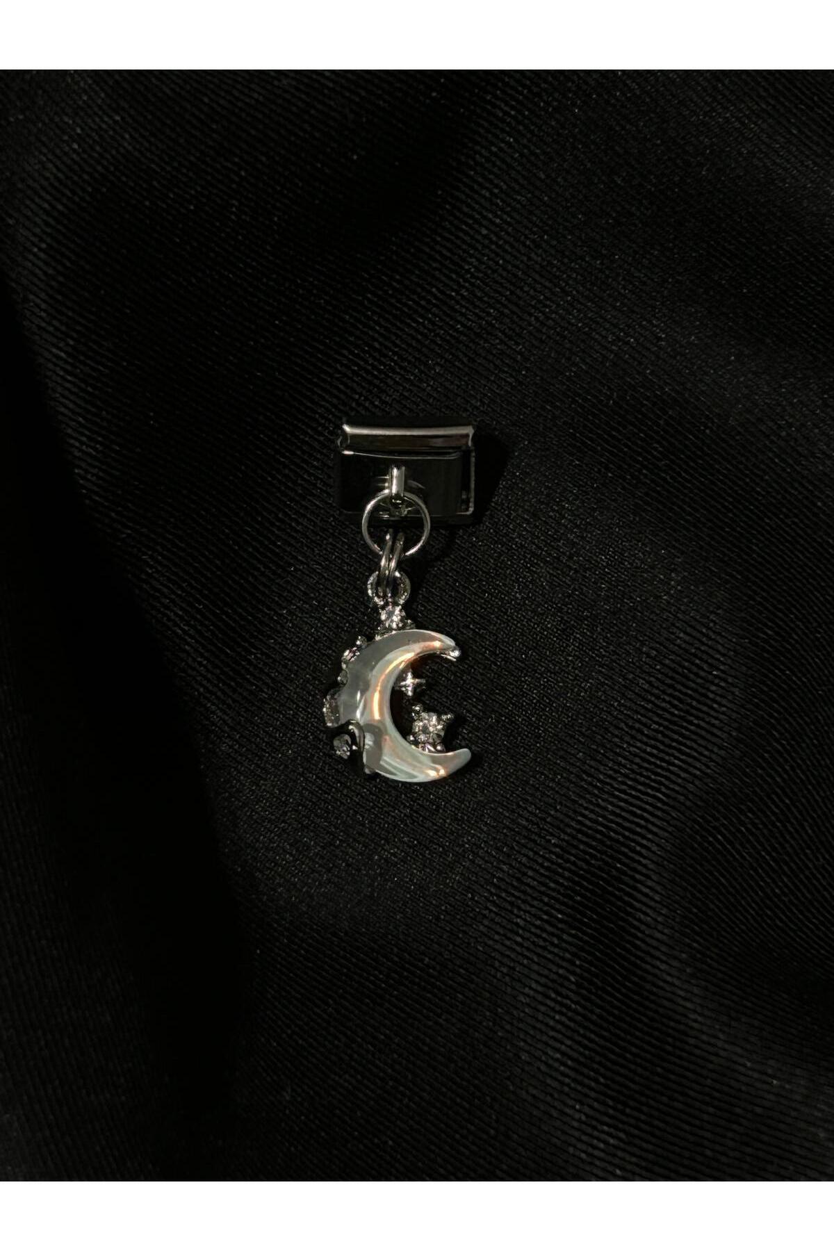 OCTBJX Zirkon Taşlı İtalyan Bileklik Uyumlu Sallantılı Parlak Ay Charm