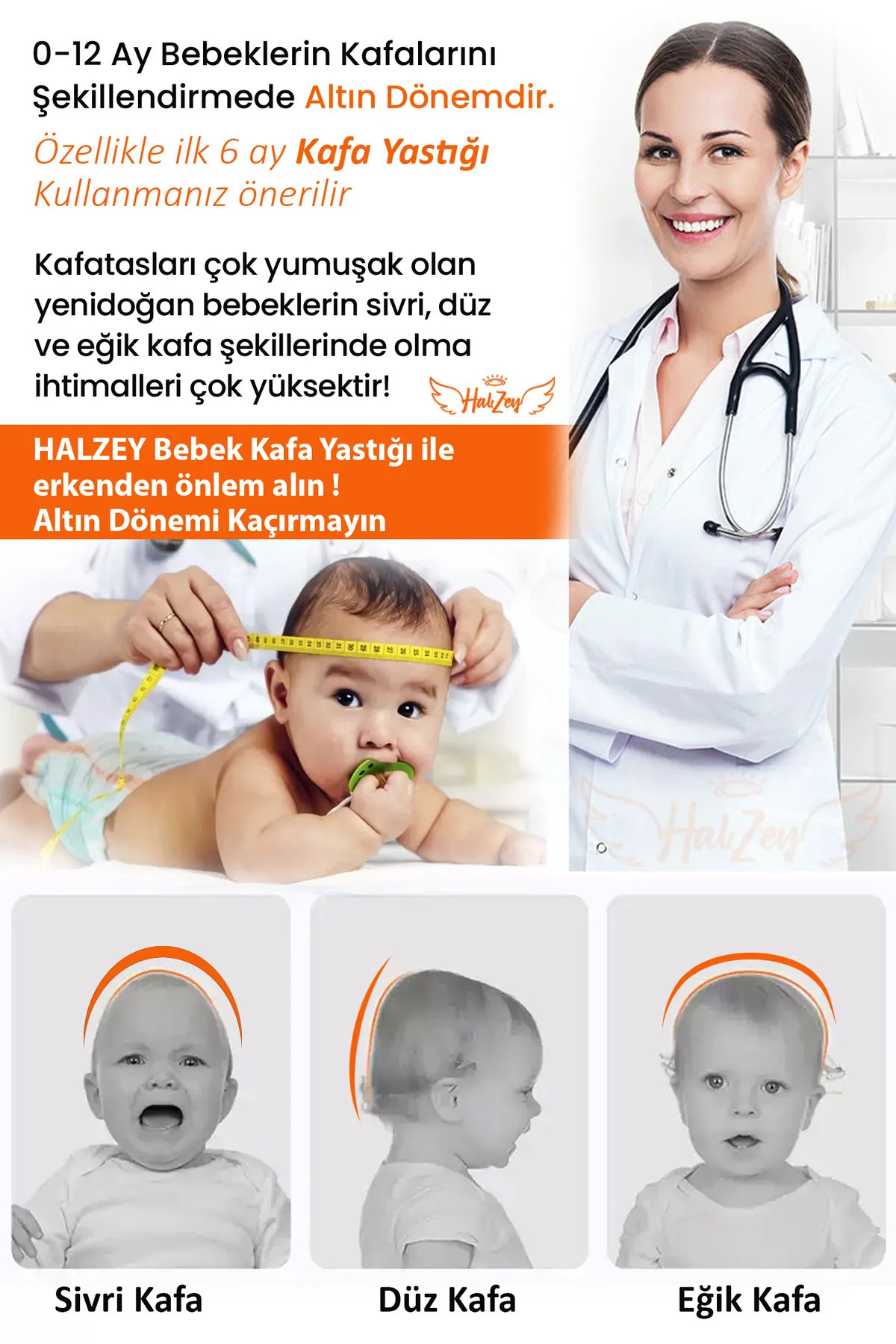 HALZEY Düz Kafa Yastığı & Bebek Yastığı %100 Pamuk, Terletmez, Gri Kalp Desenli fotoğrafı 5 (önizleme)